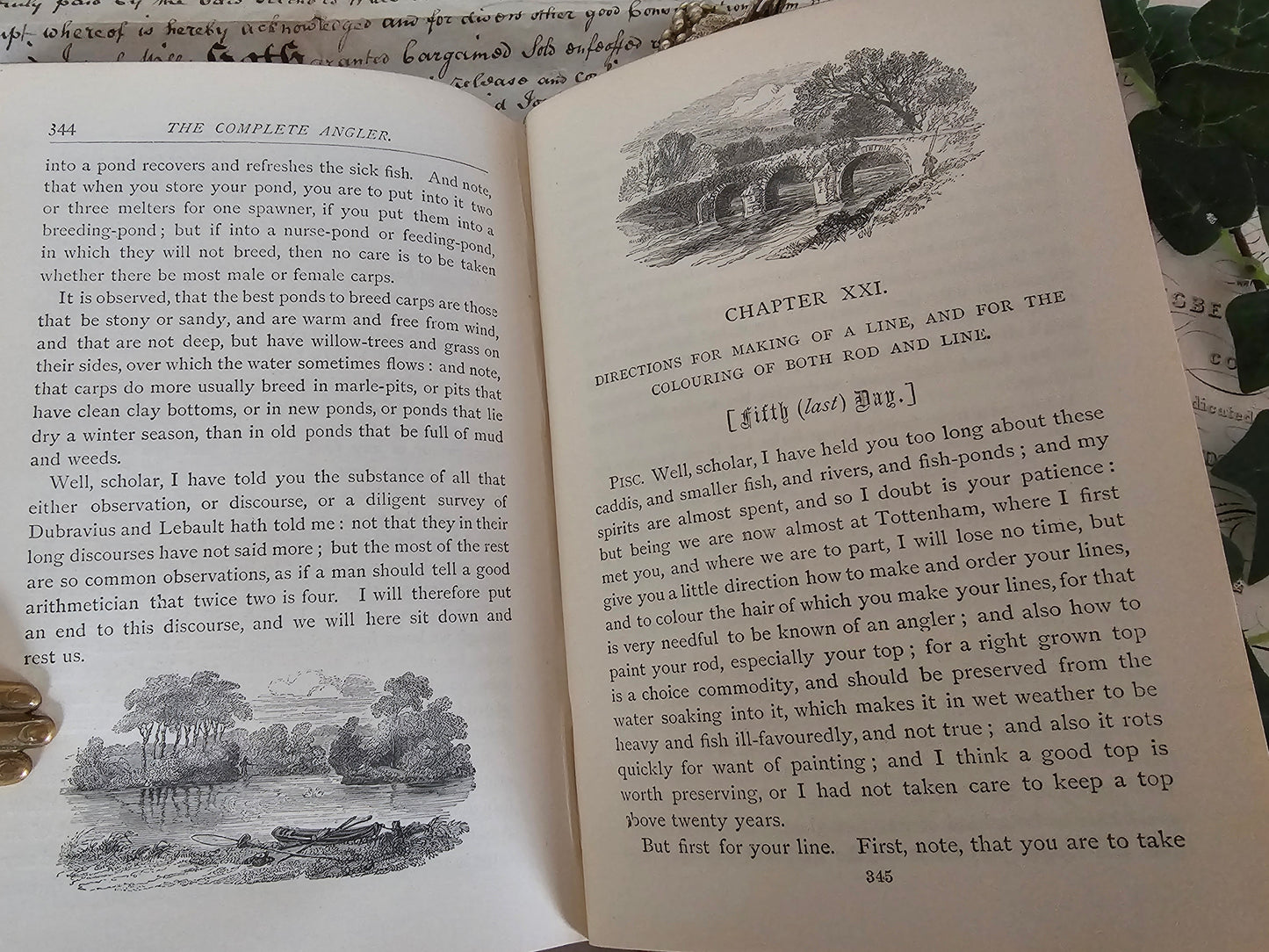 1890s The Complete Angler by Izaac Walton and Charles Cotton / Warne & Co., London / Richly Illustrated / Antique Classic Fishing Book