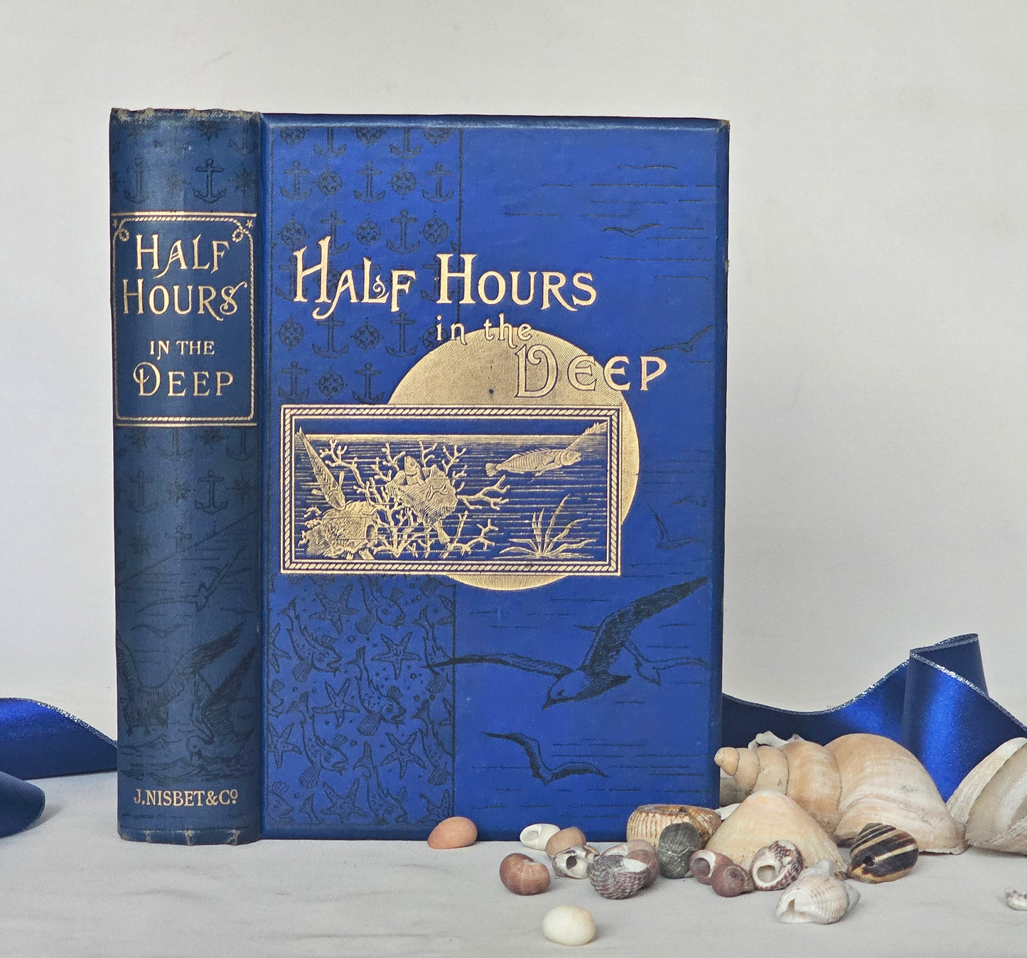 1890s Half Hours in the Deep - The Nature and Wealth of the Sea / James Nisbet & Co., London / Richly Illustrated / Gilt Edged Pages