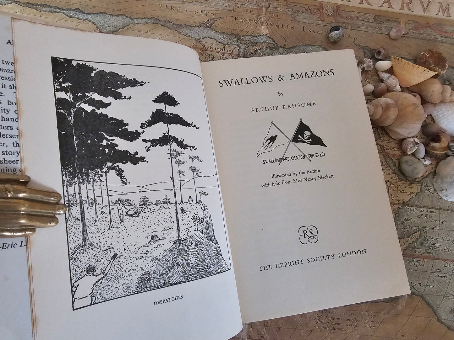 1958 Swallows and Amazons by Arthur Ransome / Reprint Society, London / Different Design to Dust Wrapper / Lovely Vintage Hardback / Illustrated