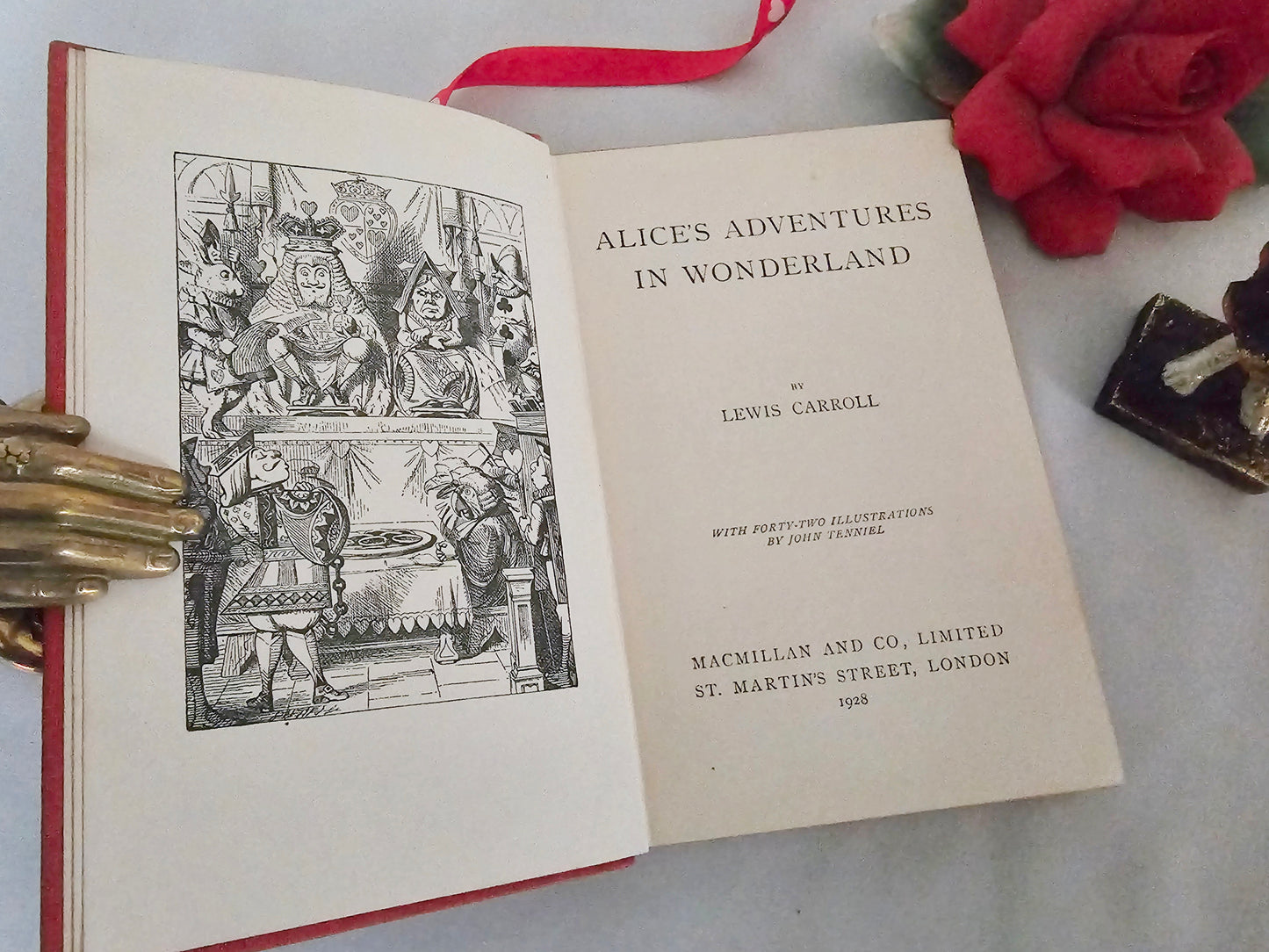 1928 Alice's Adventures in Wonderland by Lewis Carroll / Antique Pocket Edition / Macmillan & Co / Great Condition /  Illustrated by Tenniel