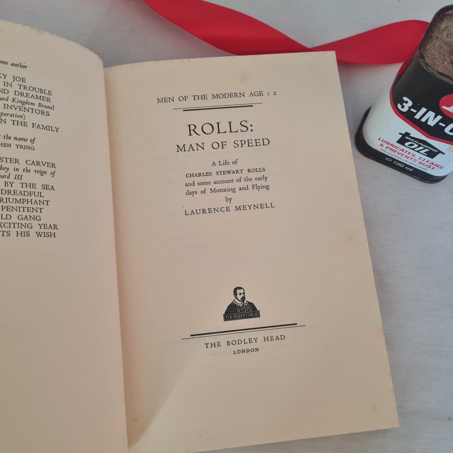 1953 Rolls: Man of Speed A Life of Charles Stewart Rolls, Some Account of the Early Days of Motoring and Flying / FIRST Edition, Bodley Head
