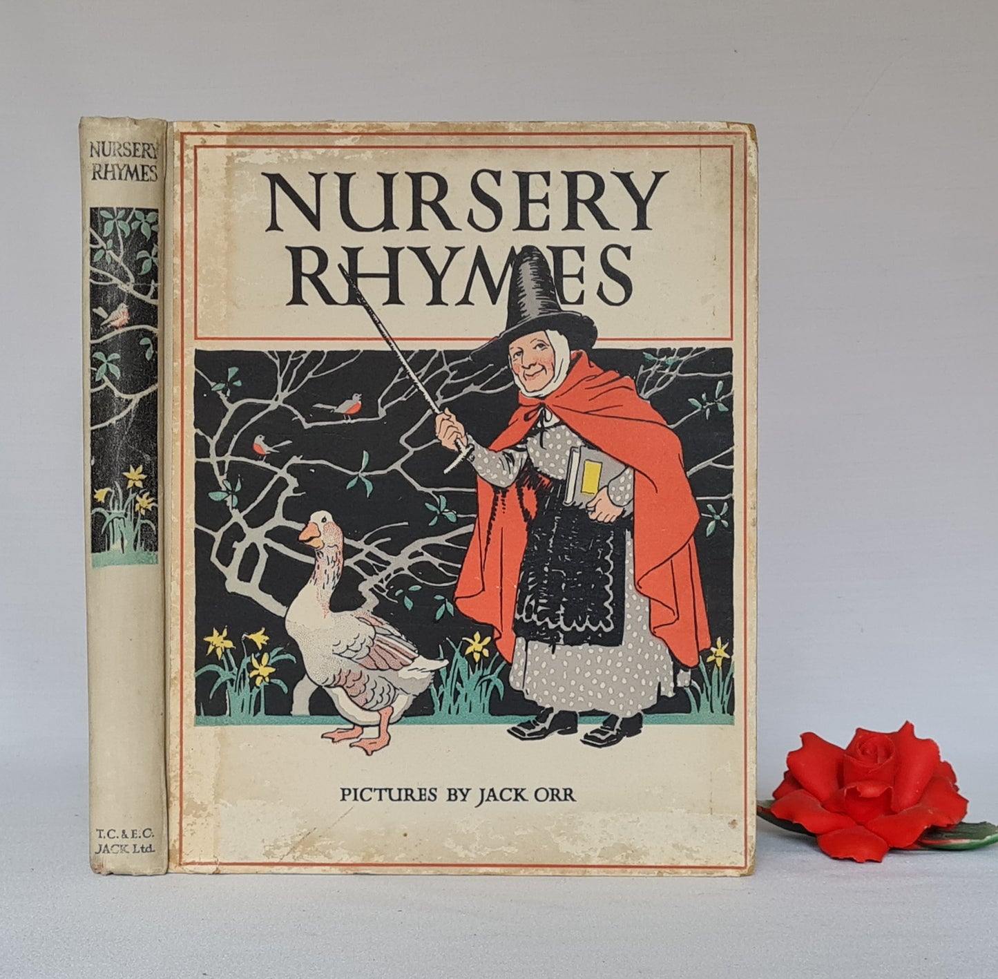 c1924 Nursery Rhymes / Wonderfully Illustrated by Jack Orr / TC & EC Jack, London / Charming Vintage Book / 16 Colour Plates, Line Drawings