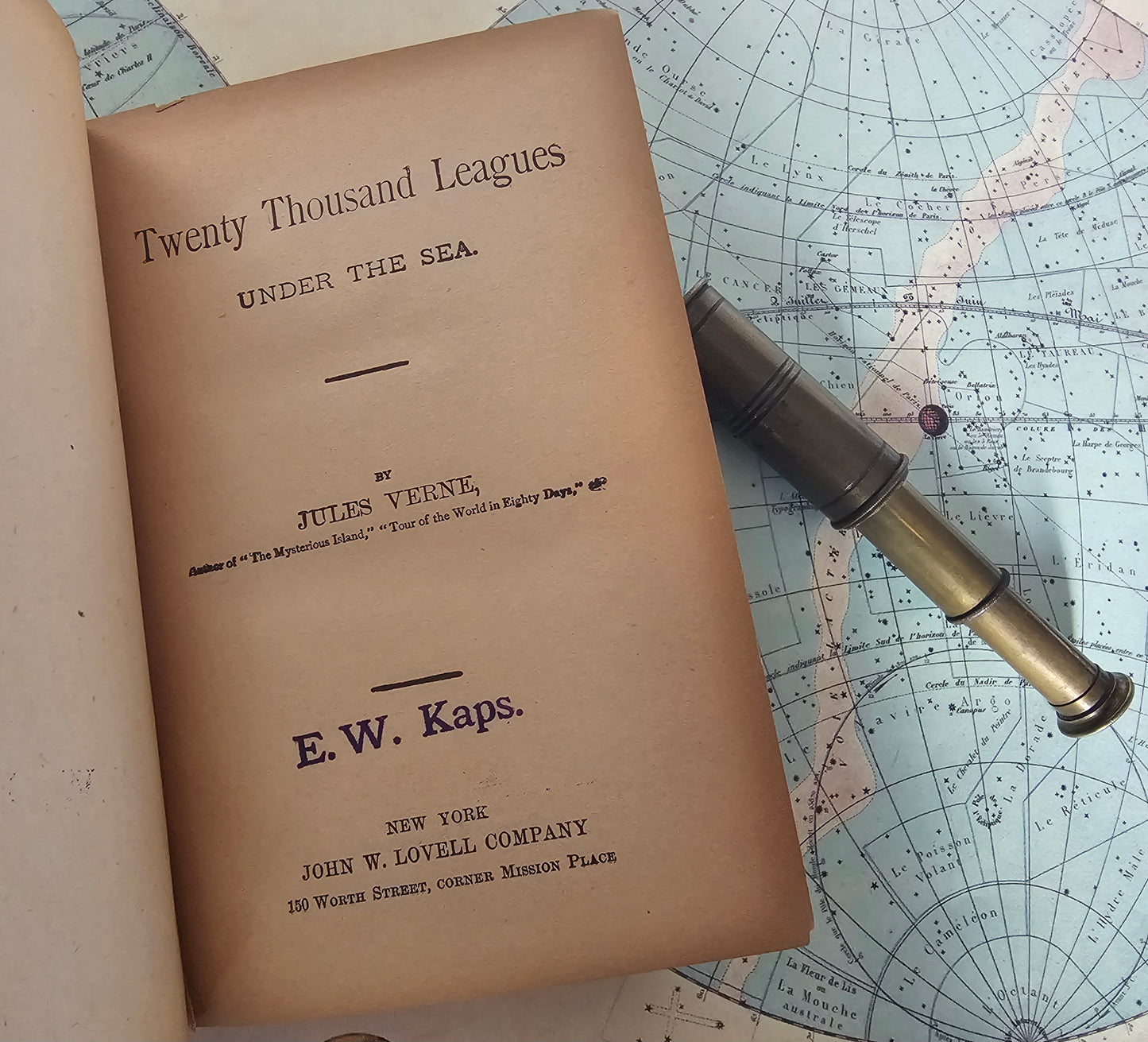 c1910 Twenty Thousand Leagues Under the Sea by Jules Verne / John W Lovell Company / With a Highly Collectable Bookplate by Hans Unger