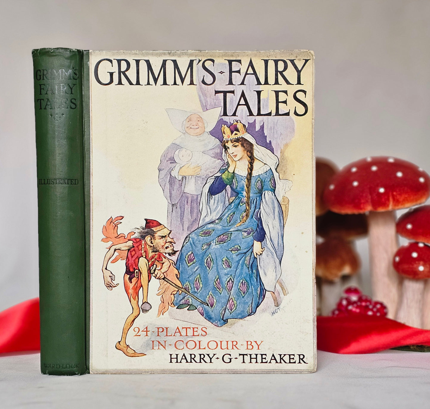 1930s Grimm's Fairy Tales / Ward, Lock & Co. Ltd, London / 24 Beautiful Colour Plates by Harry G Theaker / Vintage Book / 16 Tales