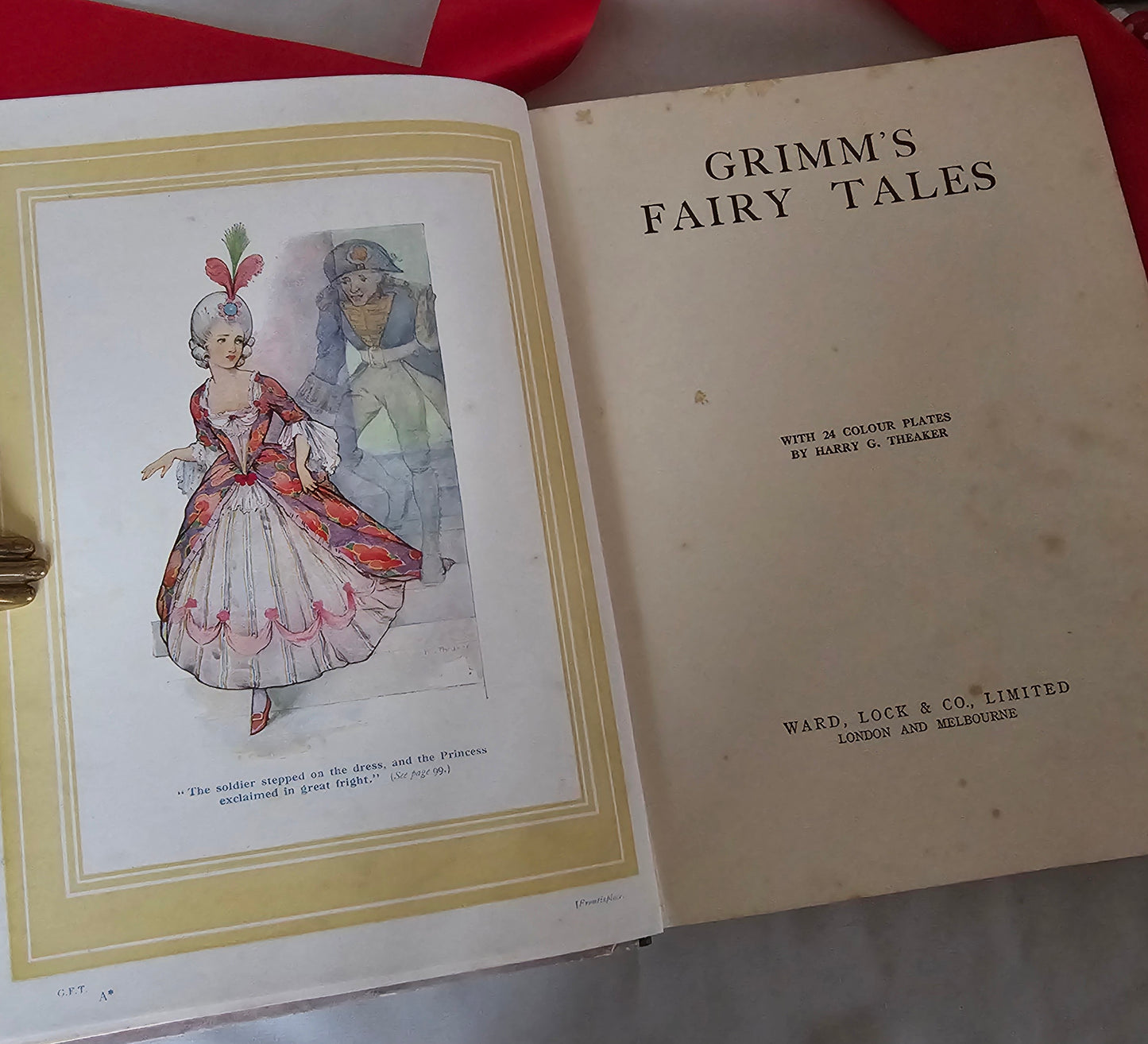 1930s Grimm's Fairy Tales / Ward, Lock & Co. Ltd, London / 24 Beautiful Colour Plates by Harry G Theaker / Vintage Book / 16 Tales