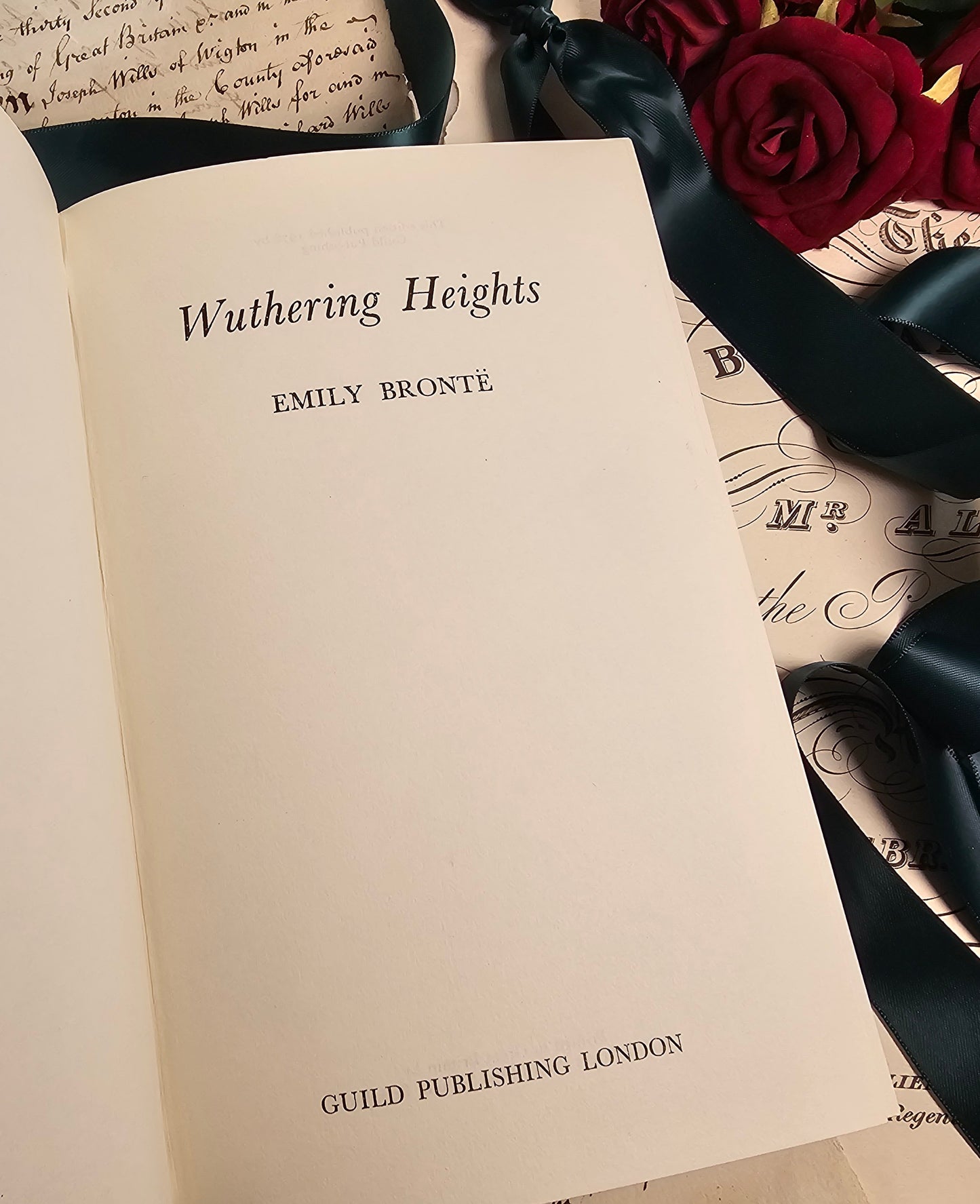 1978 Wuthering Heights by Emily Bronte / Guild Publishing London / Green Faux Leather & Gilt / Beautiful Vintage Book