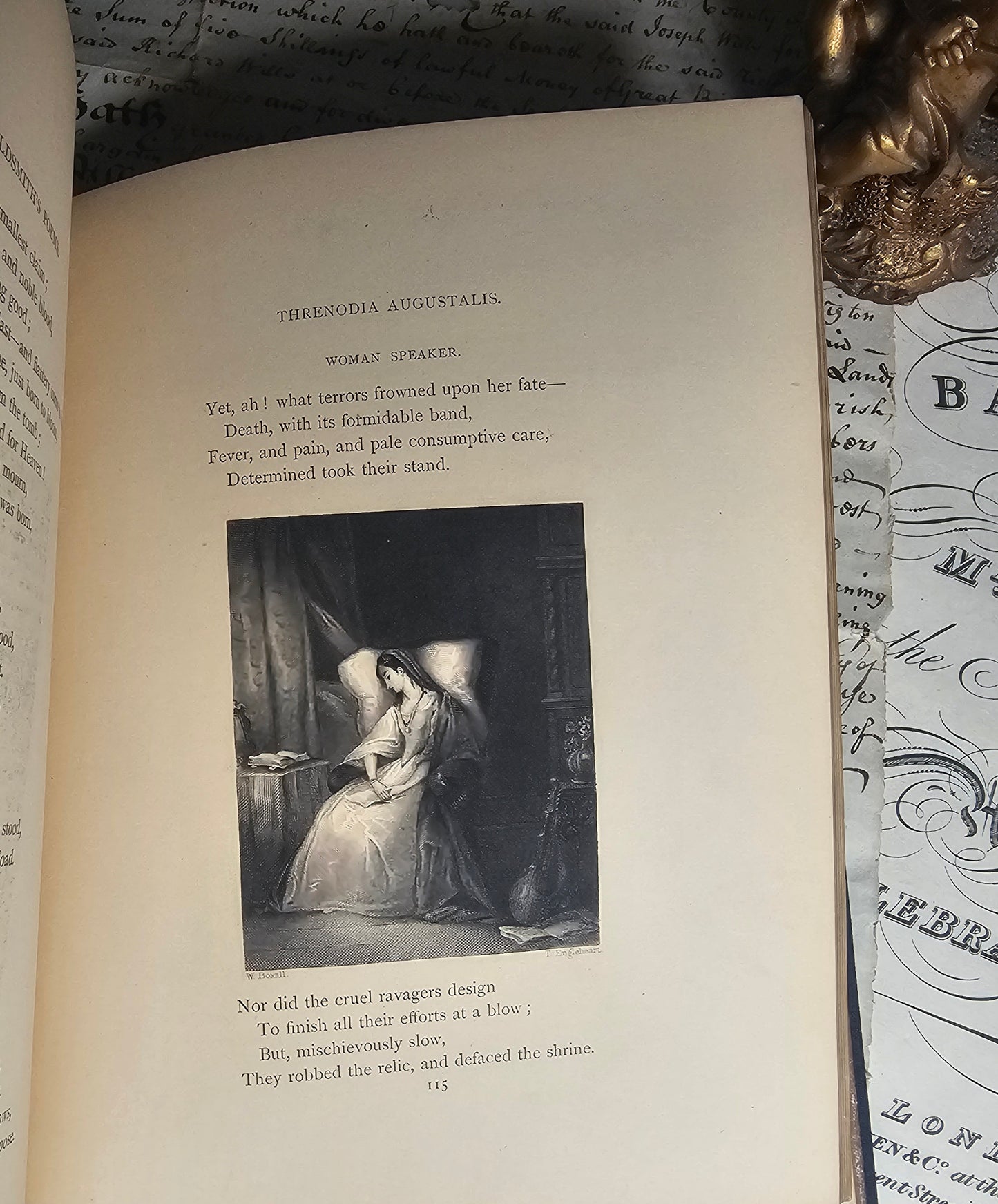 1866 The Poetical Works of Oliver Goldsmith / Charles Griffin & Company, London / Illustrated Antique Book / Decorative Boards / Gilt Edged