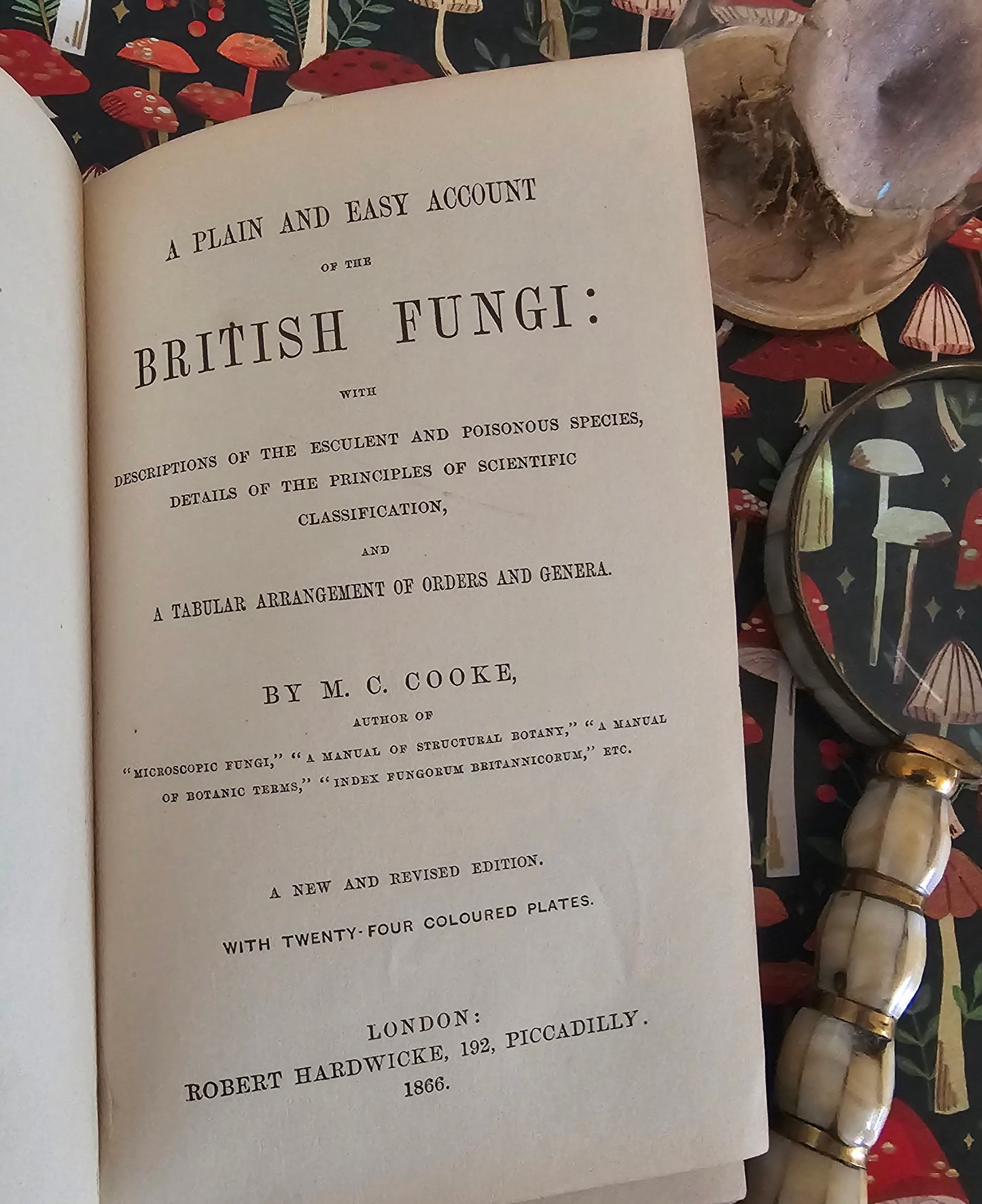 1866 British Fungi - A Plain and Easy Account by MC Cooke / Robert Hardwicke, London / In Excellent Condition / With 23 Superb Colour Plates