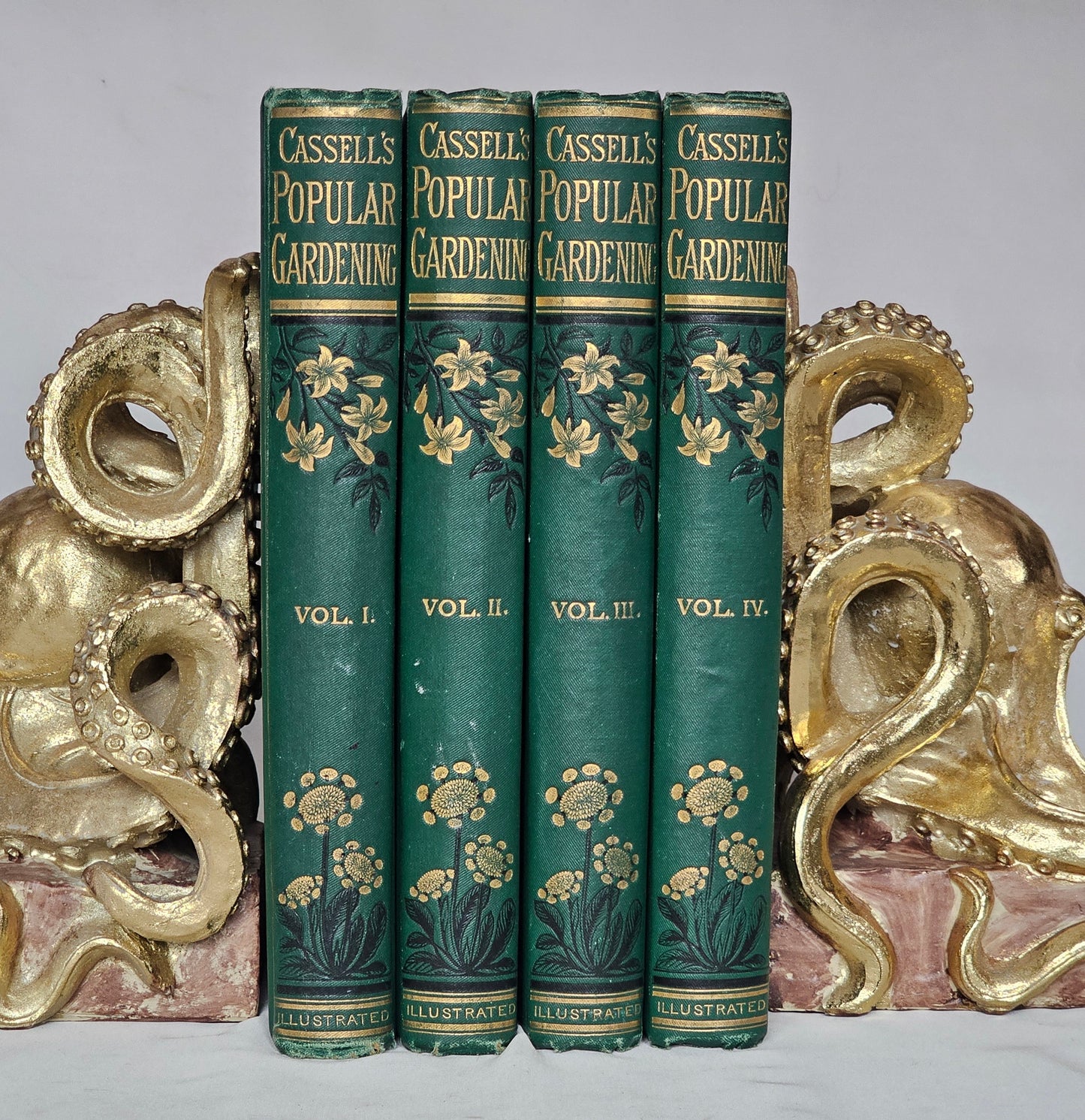 1890 Cassell's Popular Gardening / Antique Book Set in 4 Volumes / Very Good Condition / Richly Illustrated Throughout Plus Four in Colour