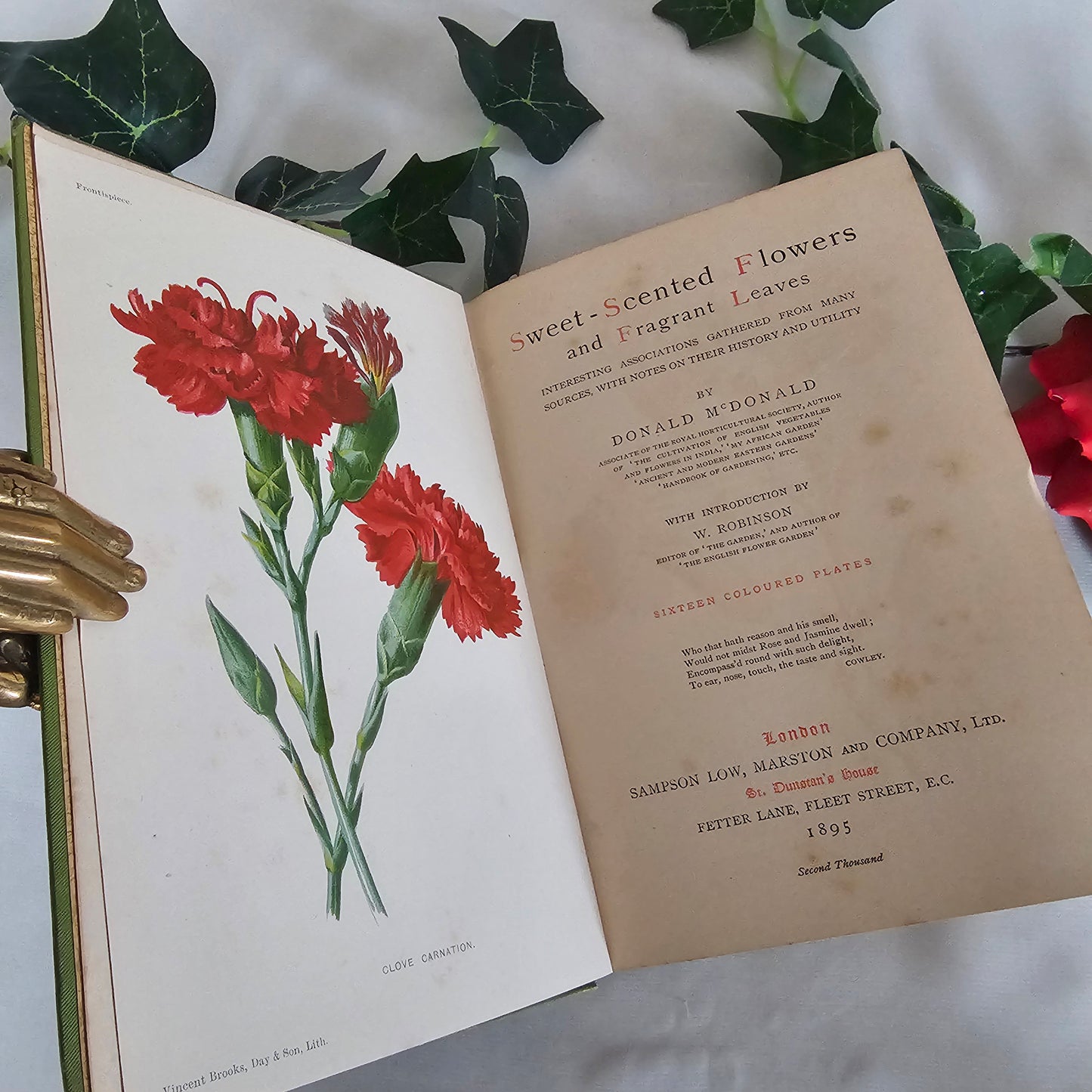 1895 Sweet-Scented Flowers and Fragrant Leaves by Donald McDonald / 16 Super Colour Plates / Antique Wildflowers Book in Excellent Condition