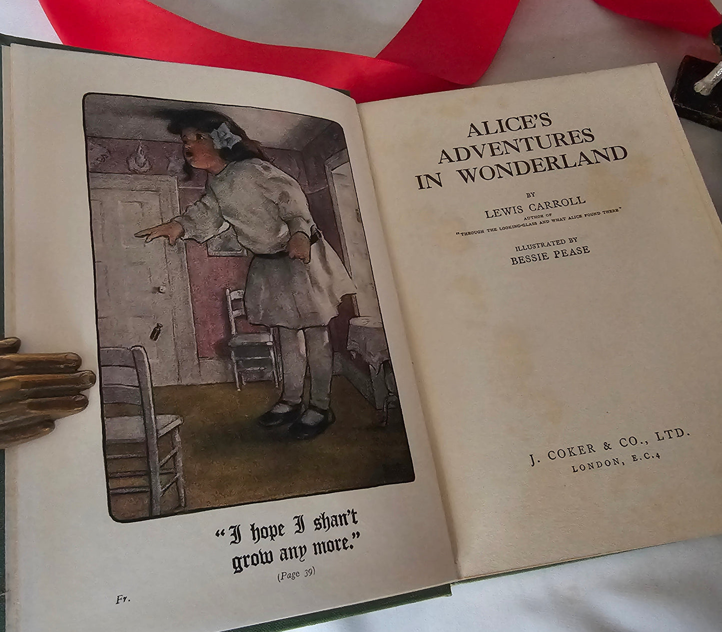 1931 Alice's Adventures in Wonderland by Lewis Carroll / Coker & Co. London / Illustrated by Bessie Pease in Colour and Line / Vintage Book