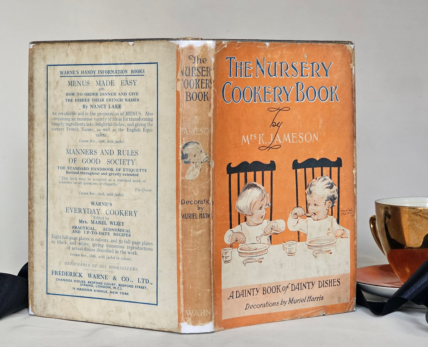 1929 The Nursery Cookbook by Mrs Jameson / 1st Edition, Warne & Co., London / Charming Cookbook With Delightful Illustrations / Dust Wrapper