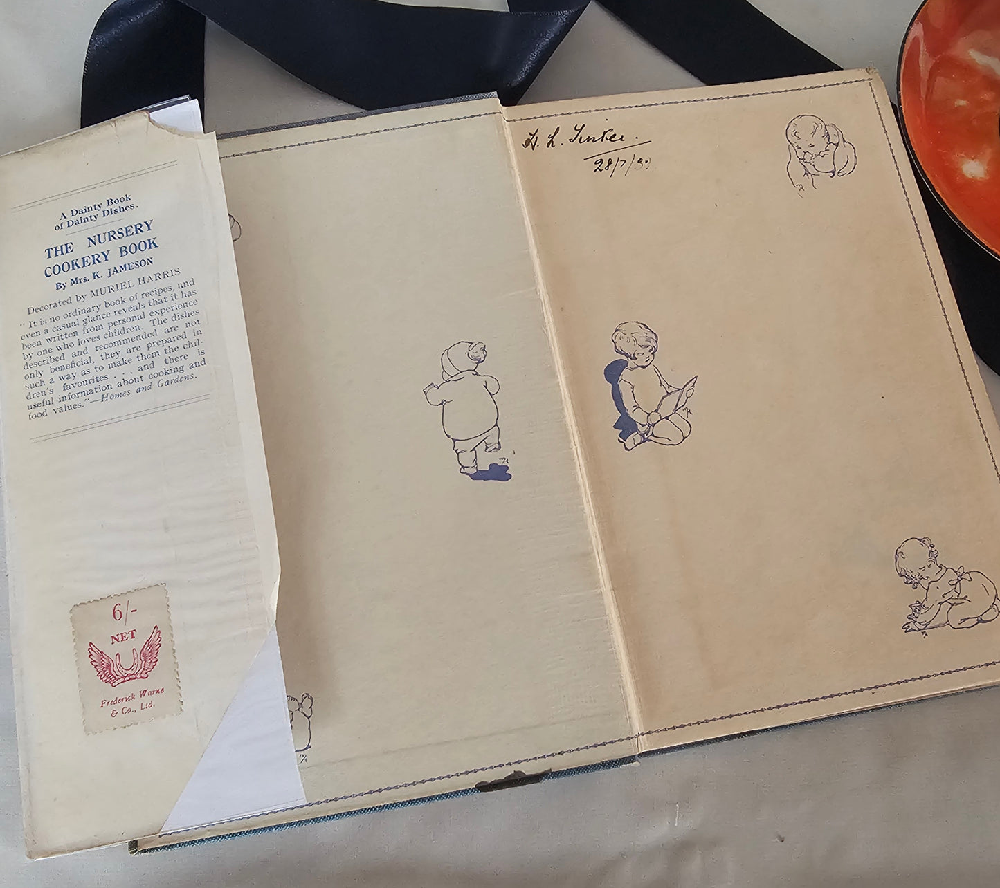 1929 The Nursery Cookbook by Mrs Jameson / 1st Edition, Warne & Co., London / Charming Cookbook With Delightful Illustrations / Dust Wrapper