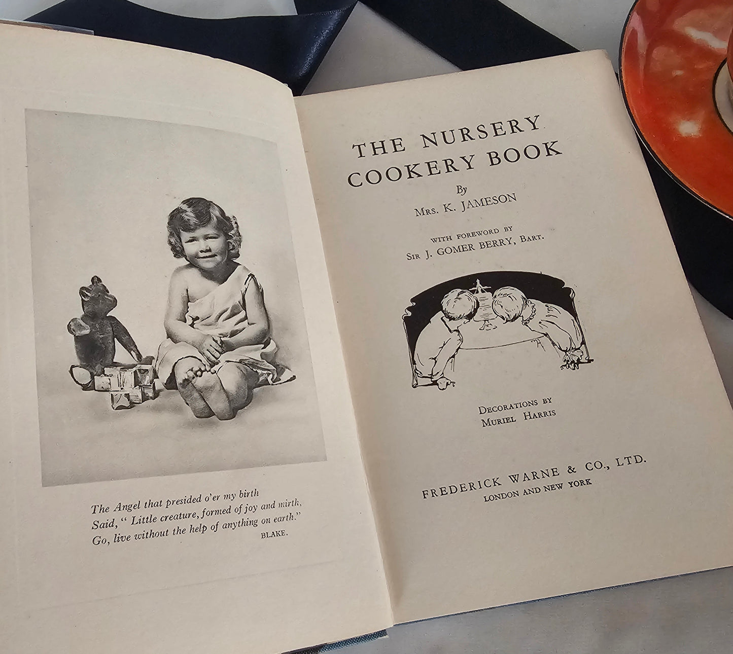 1929 The Nursery Cookbook by Mrs Jameson / 1st Edition, Warne & Co., London / Charming Cookbook With Delightful Illustrations / Dust Wrapper