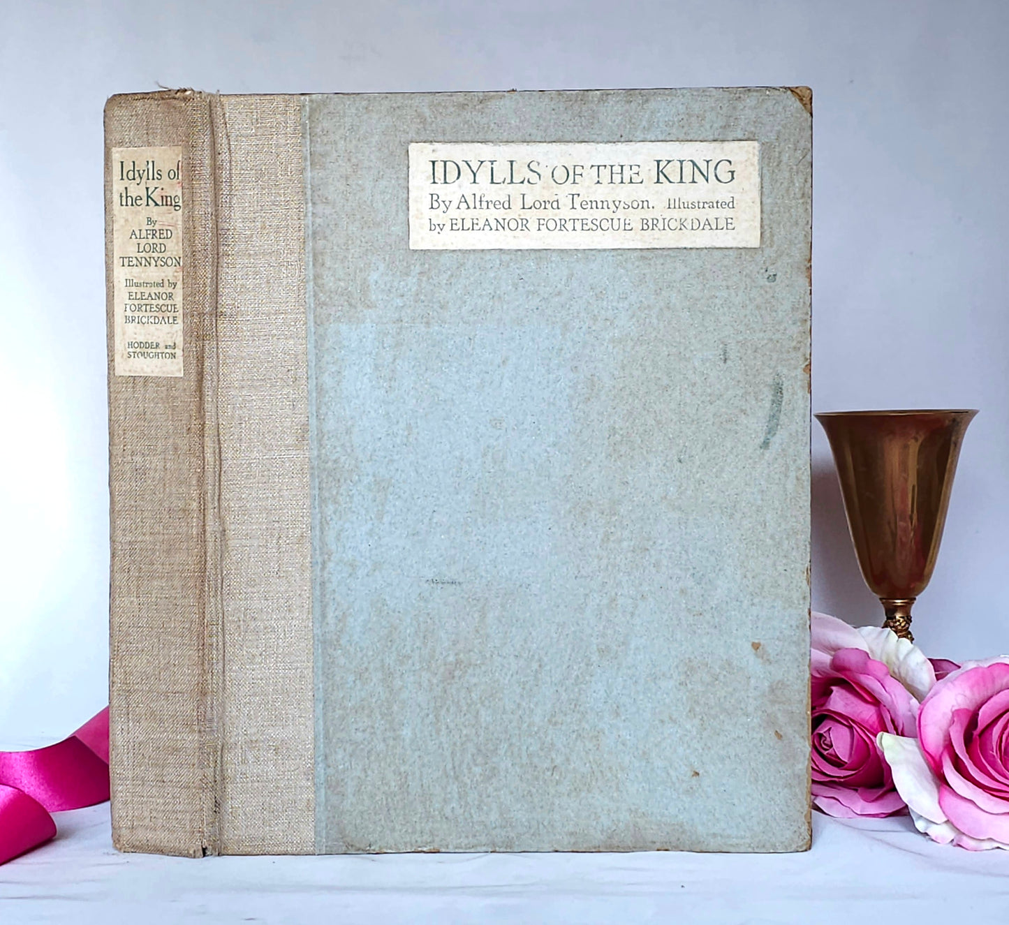 1911 The Idylls of the King by Alfred Lord Tennyson / 21 Beautiful Colour Plates by Eleanor Fortescue-Brickdale / WORN RESCUE Copy