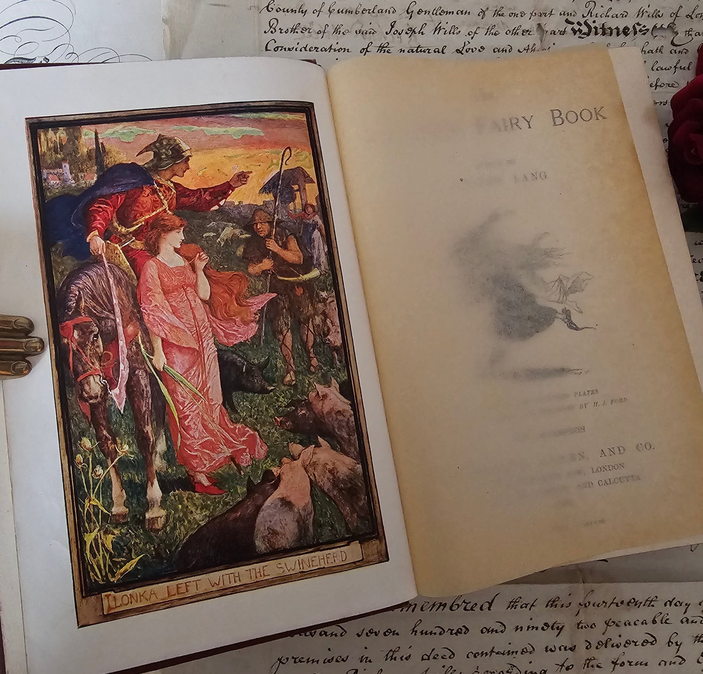 1909 The Crimson Fairy Book Edited by Andrew Lang / Longmans Green & Co. London / Beautiful Vintage Book of Fairy Tales / Richly Illustrated