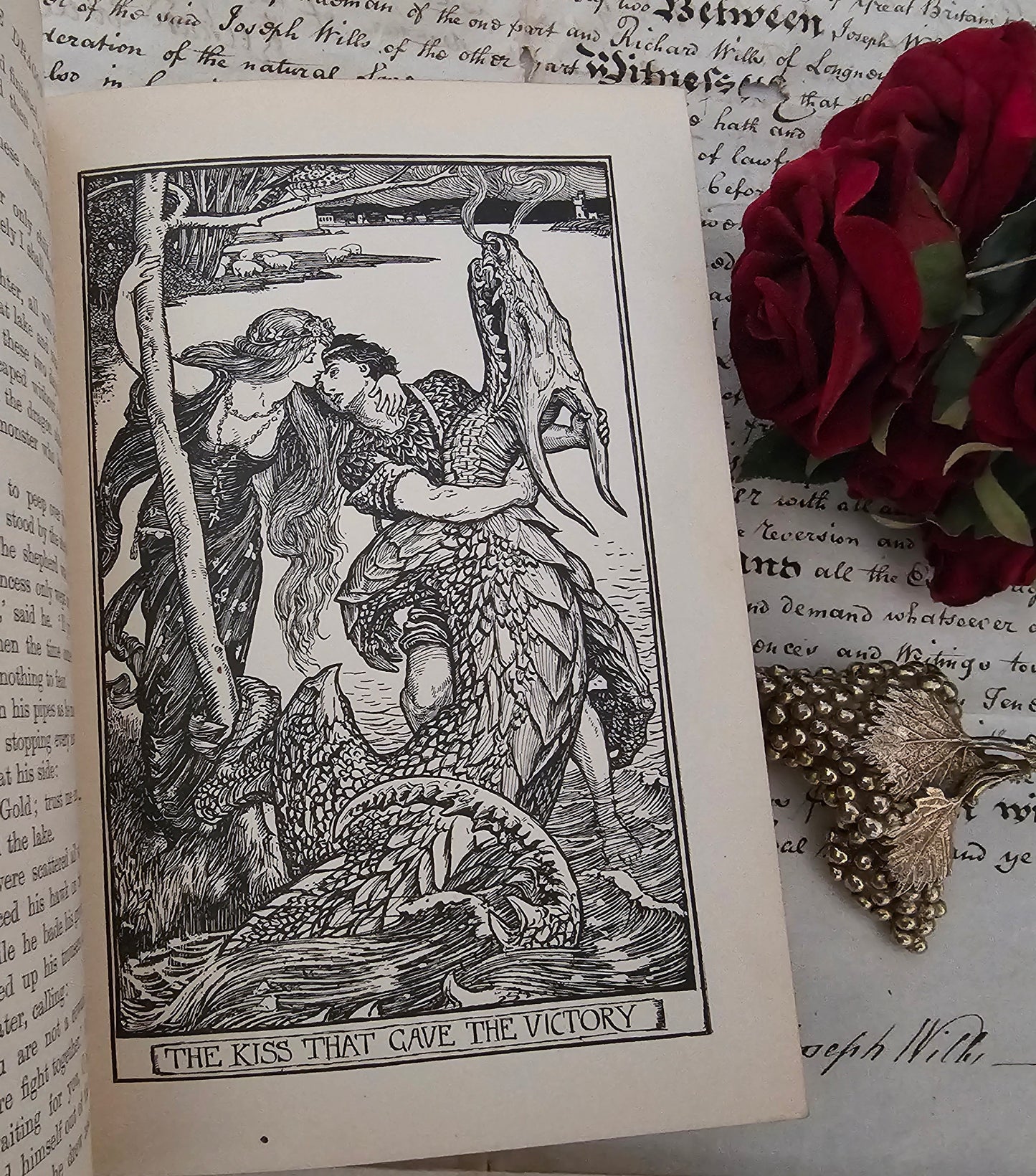 1909 The Crimson Fairy Book Edited by Andrew Lang / Longmans Green & Co. London / Beautiful Vintage Book of Fairy Tales / Richly Illustrated