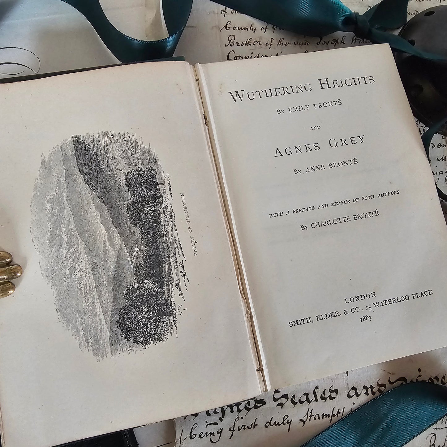 1889 Wuthering Heights and Agnes Grey by Emily and Anne Bronte / Smith, Elder & Co., London / Early Antique Pocket-Sized Hardback