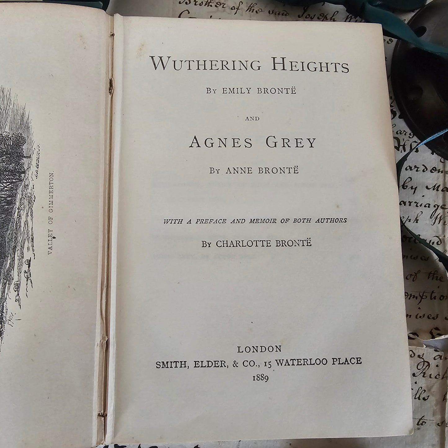 1889 Wuthering Heights and Agnes Grey by Emily and Anne Bronte / Smith, Elder & Co., London / Early Antique Pocket-Sized Hardback