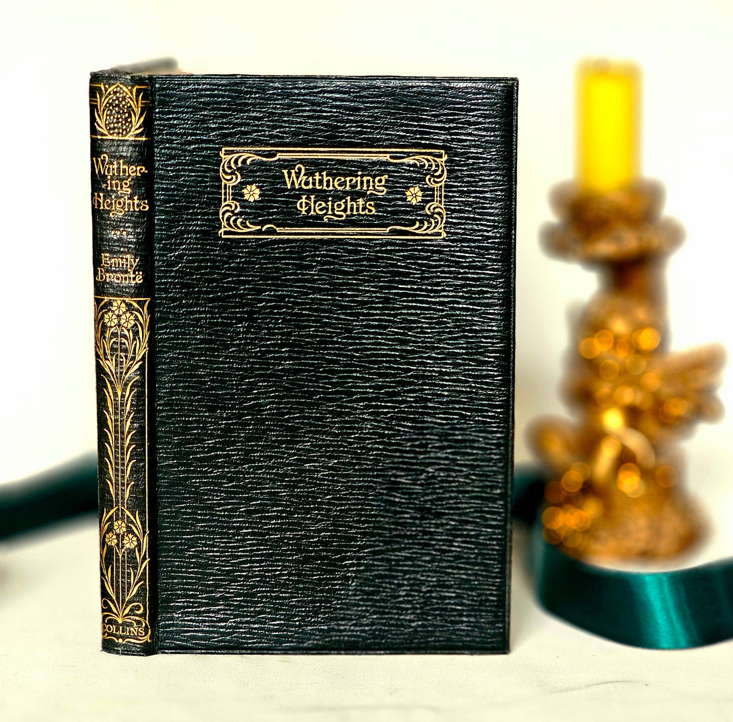 c1918 Wuthering Heights by Emily Bronte / Scarce & Beautiful Leather Bound Edition / Collins Clear-Type / Illustrated / Excellent Condition