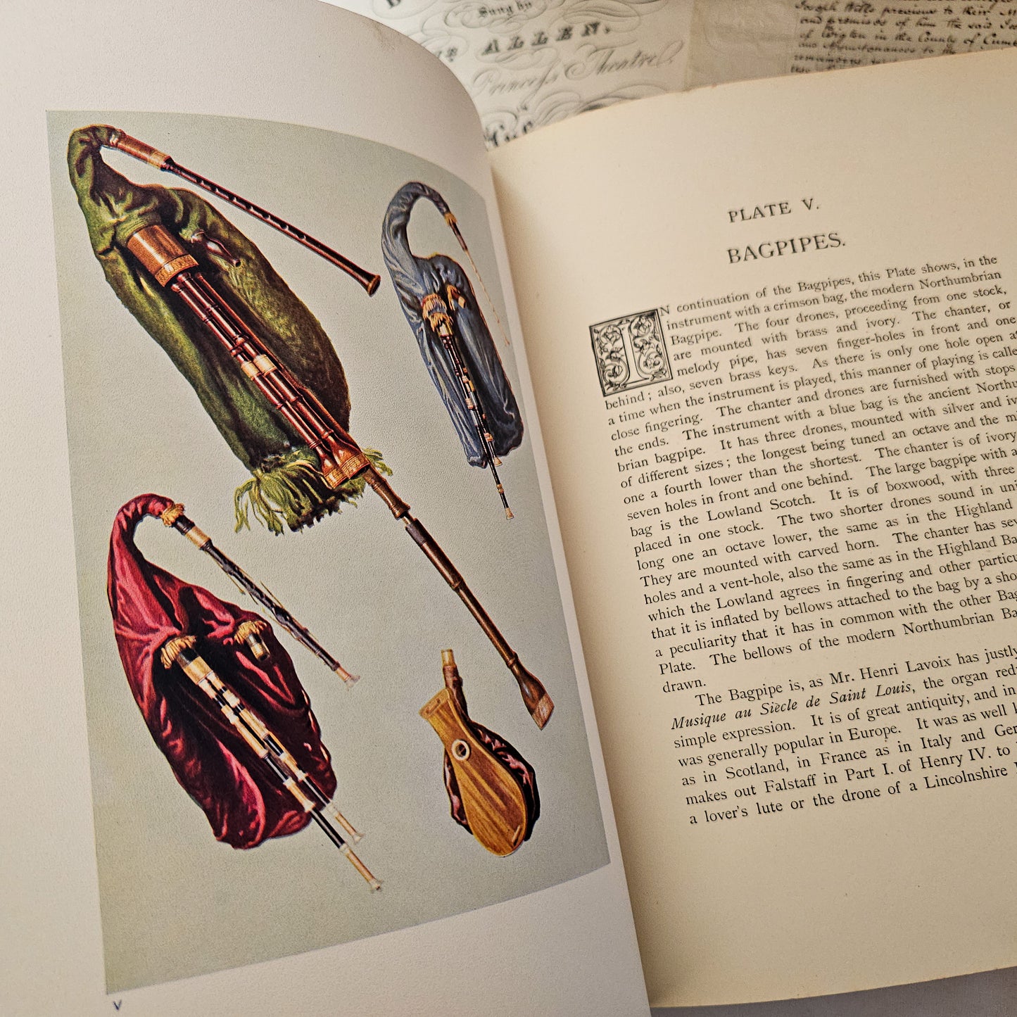 1921 Musical Instruments - Historic, Rare and Unique by AJ Hipkins / A&C Black, London / 48 Beautiful Colour Plates / Large Antique Hardback