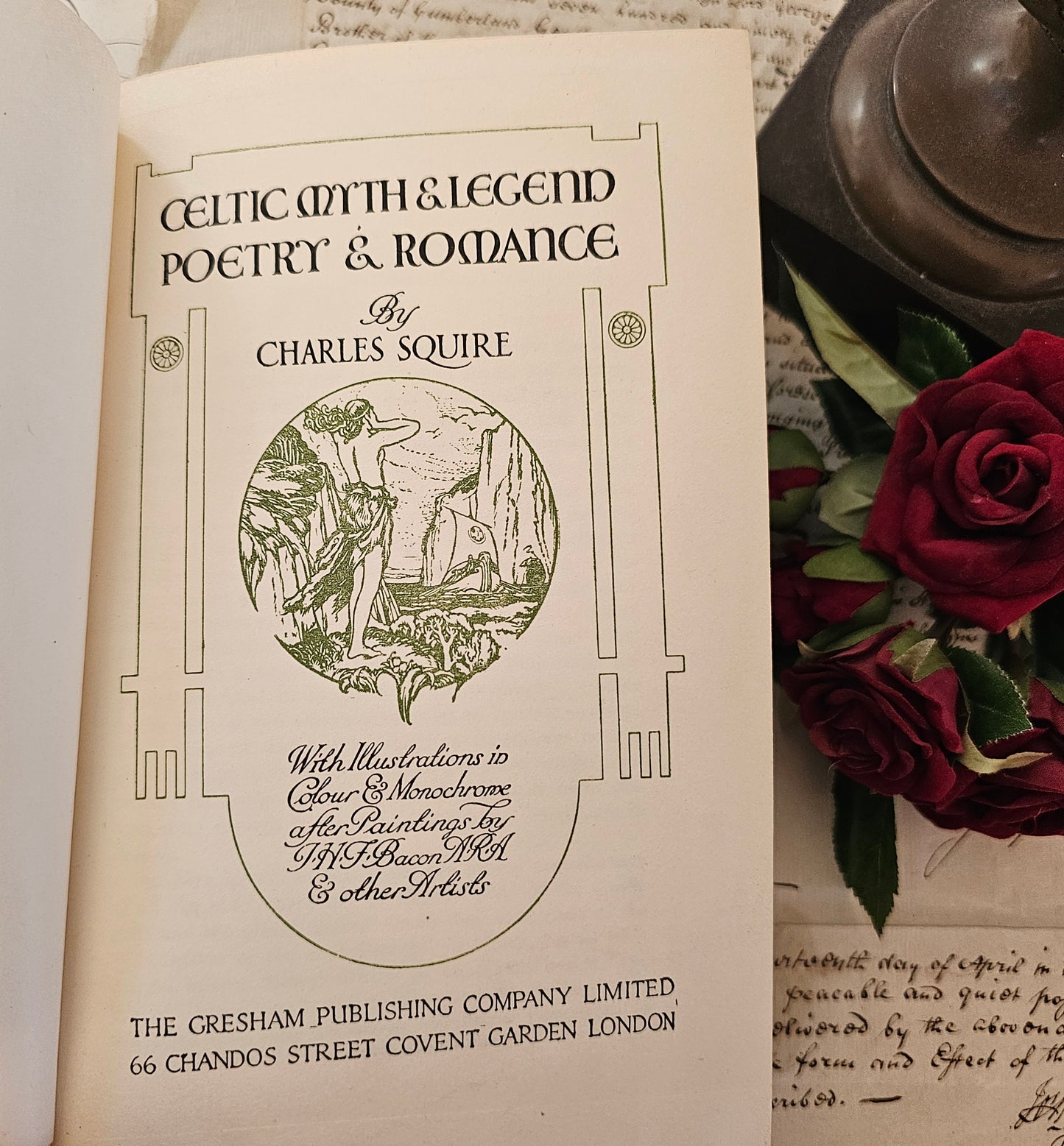 1913 Celtic Myth and Legend Poetry and Romance by Charles Squire / Gresham, London / Colour & Black and White Illustrations / Good Condition