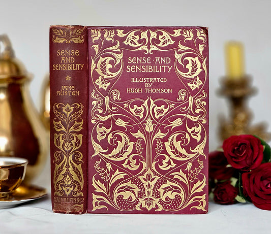 1896 Sense and Sensibility by Jane Austen / First Edition Thus, Macmillan and Co., London / "Peacock" Series / Beautiful Illustrated Edition