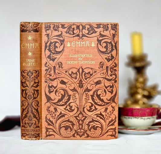 1904 Emma by Jane Austen / In Good Condition / Macmillan & Co., London / Beautiful Art Nouveau Boards / Illustrated Antique Hardback Book