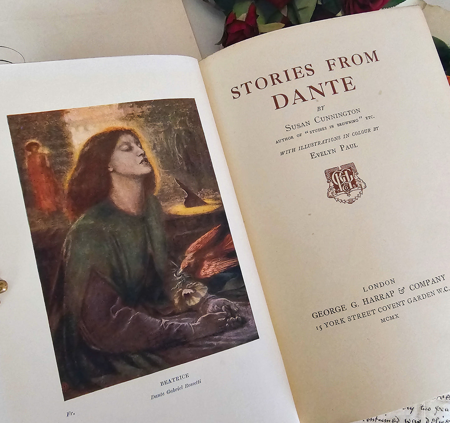 1910 Stories From Dante by Susan Cunnington / George Harrap & Co., London / 16 Colour Plates / Lovely Decorative Boards / In Good Condition