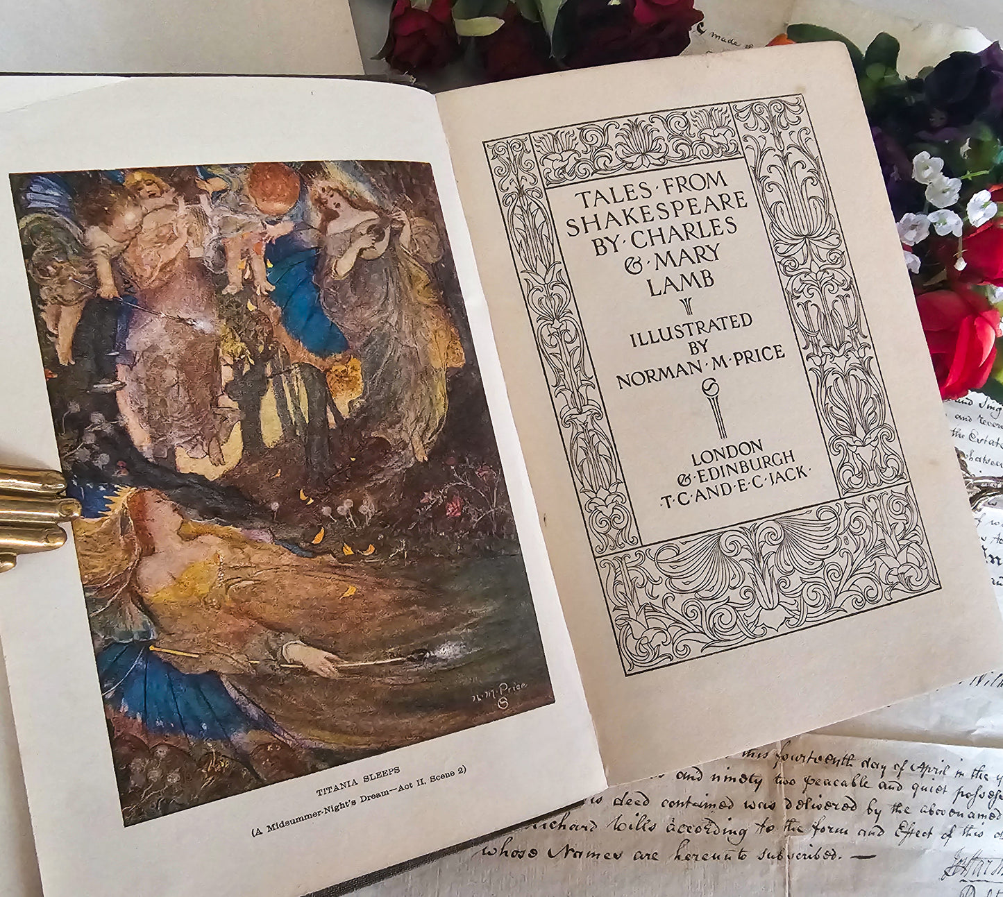 1921 Tales From Shakespeare by Charles and Mary Lamb / TC & EC Jack London / Beautifully Illustrated by Norman Price / Some Wear to Boards