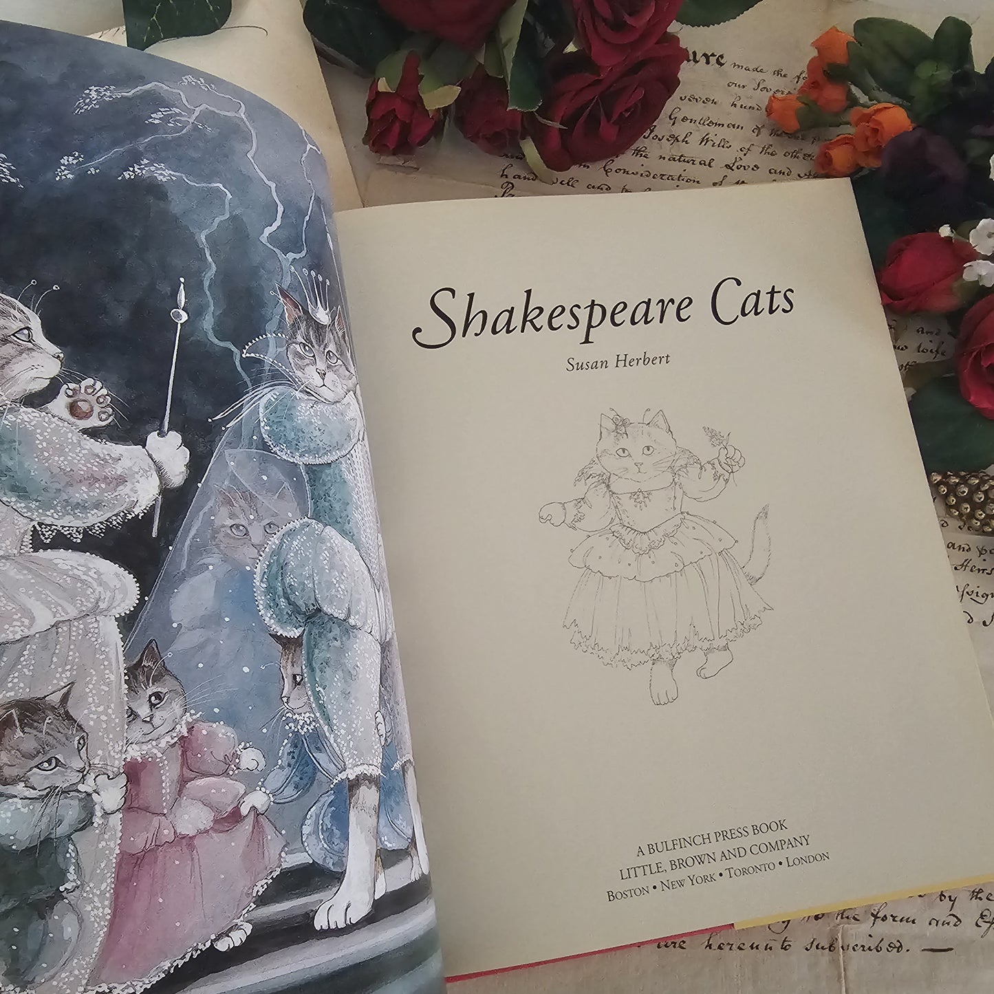 1996 Shakespeare Cats by Susan Herbert / Bulfinch Press / 32 Adorable Cats in Shakespeare Costumes / Vintage Book in Good Condition