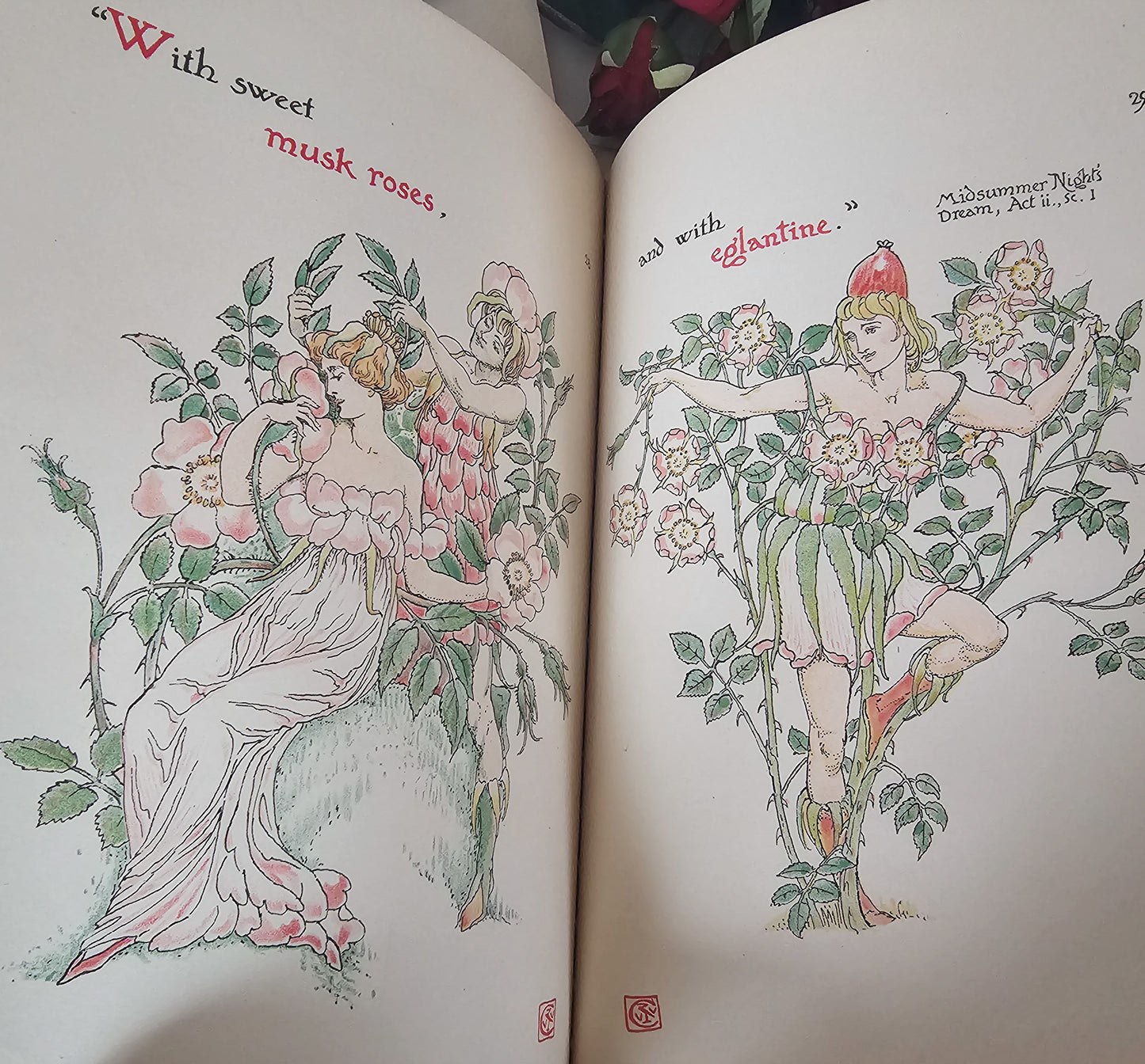 1906 Flowers From Shakespeare's Garden - A Posy From The Plays Pictured by Walter Crane / Beautiful Illustrated Antique Book