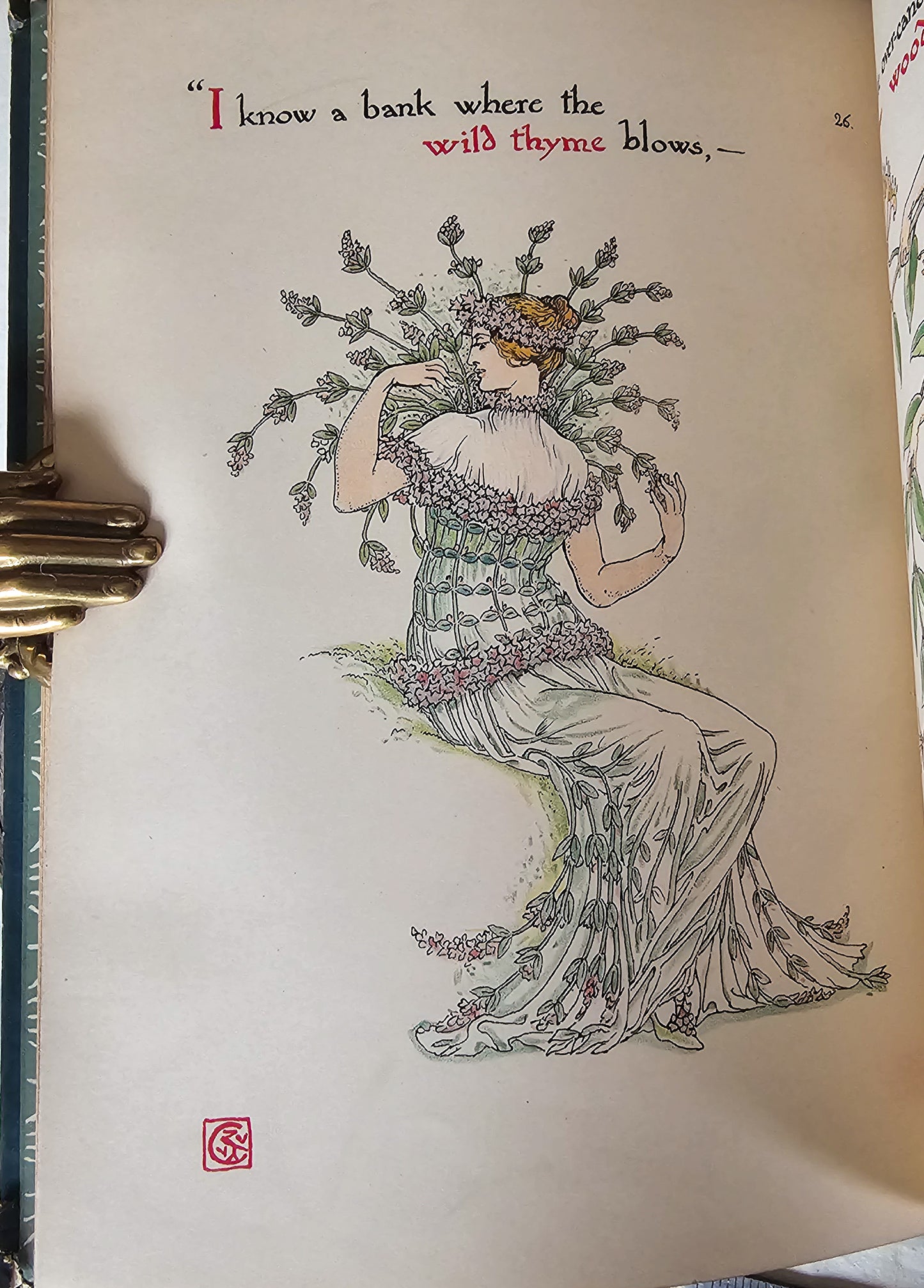 1906 Flowers From Shakespeare's Garden - A Posy From The Plays Pictured by Walter Crane / Beautiful Illustrated Antique Book