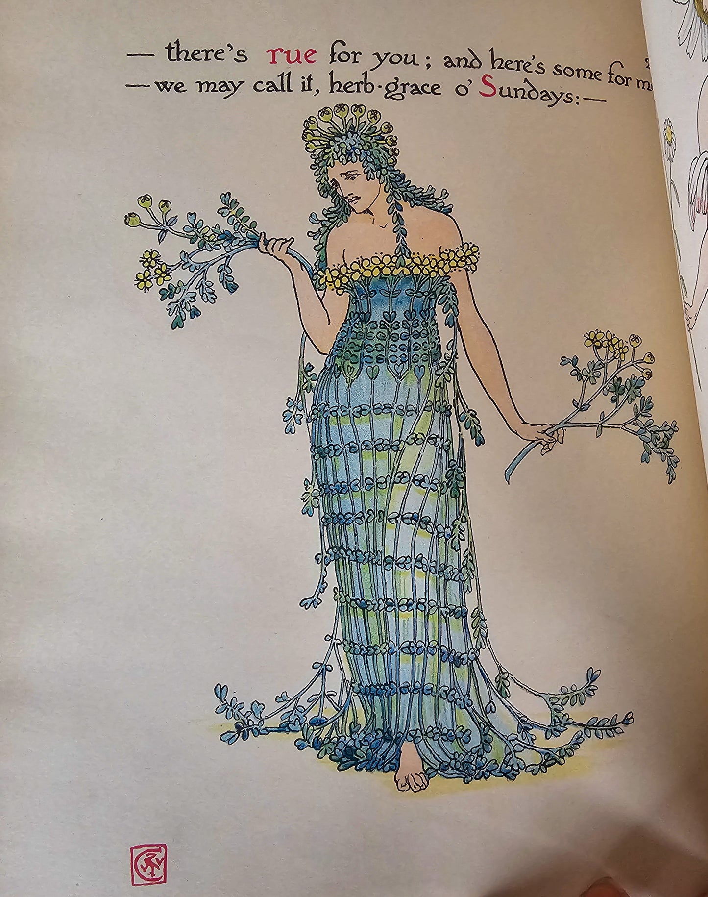 1906 Flowers From Shakespeare's Garden - A Posy From The Plays Pictured by Walter Crane / Beautiful Illustrated Antique Book