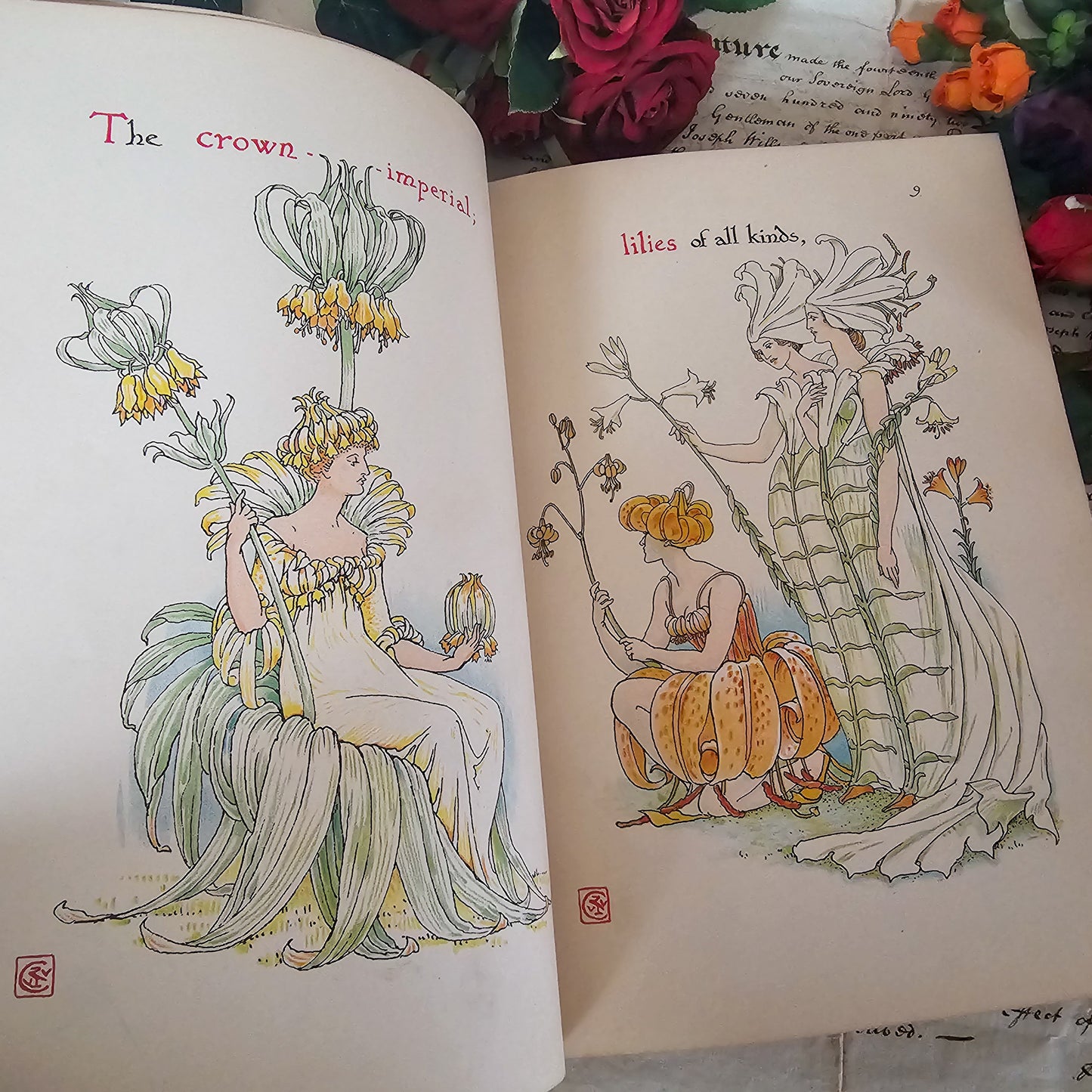 1906 Flowers From Shakespeare's Garden - A Posy From The Plays Pictured by Walter Crane / Beautiful Illustrated Antique Book