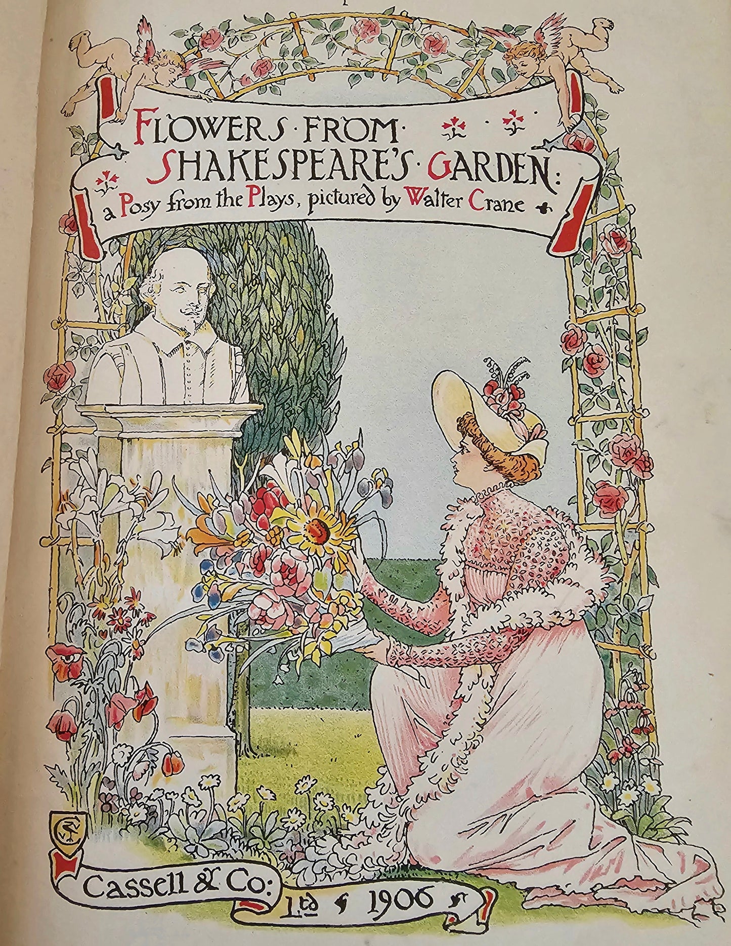 1906 Flowers From Shakespeare's Garden - A Posy From The Plays Pictured by Walter Crane / Beautiful Illustrated Antique Book