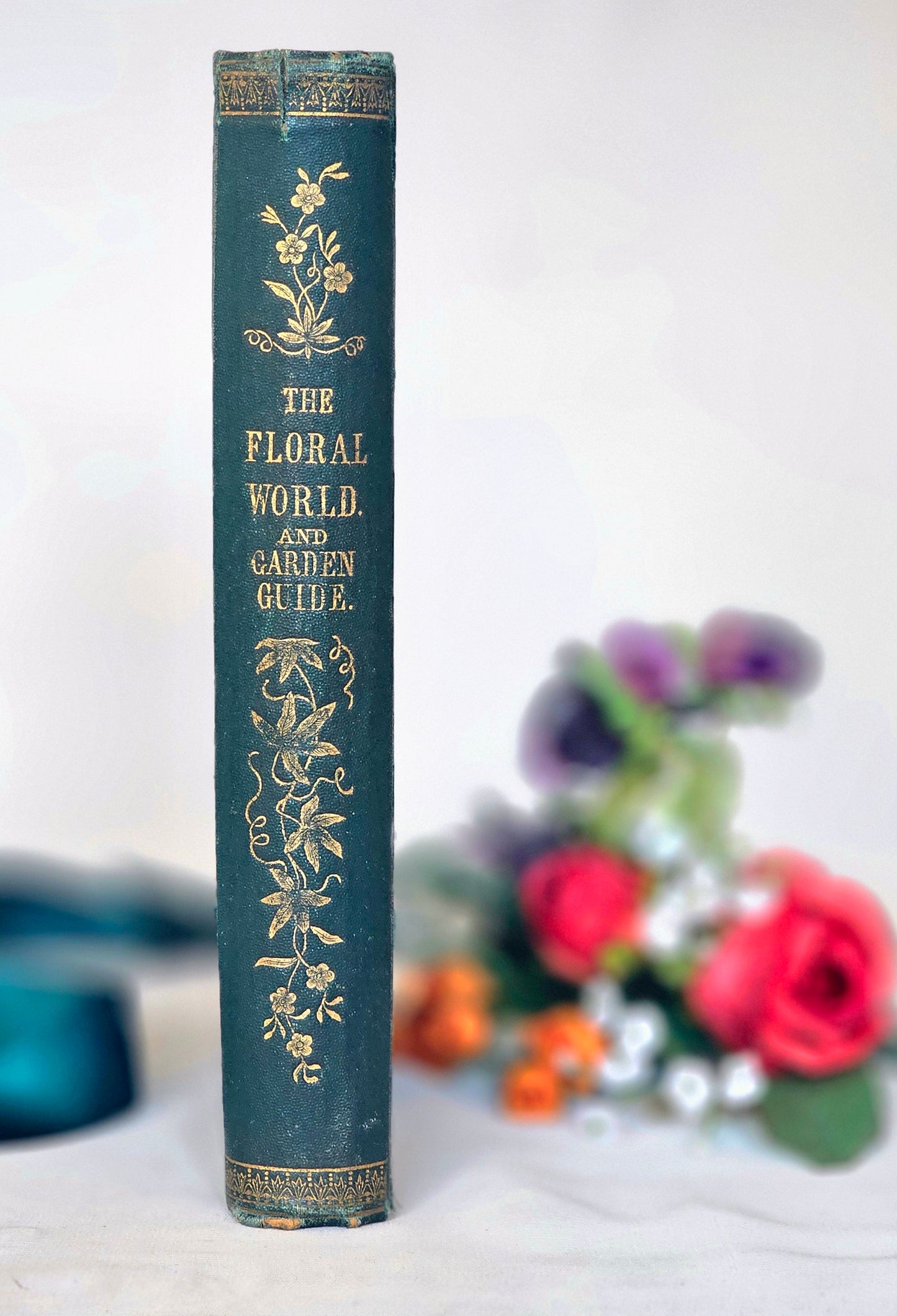 1876 The Floral World & Garden Guide by Shirley Hibberd / With 12 Beautiful Colour Plates Plus Wood Engraved Illustrations / Good Condition