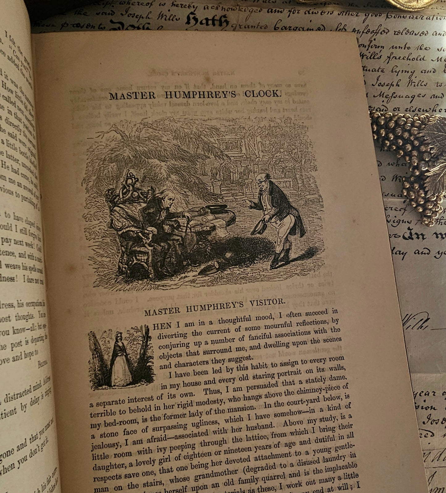 1841 First Edition Master Humphrey's Clock by Charles Dickens / Chapman and Hall, London / Richly Illustrated by Cattermole and Brown