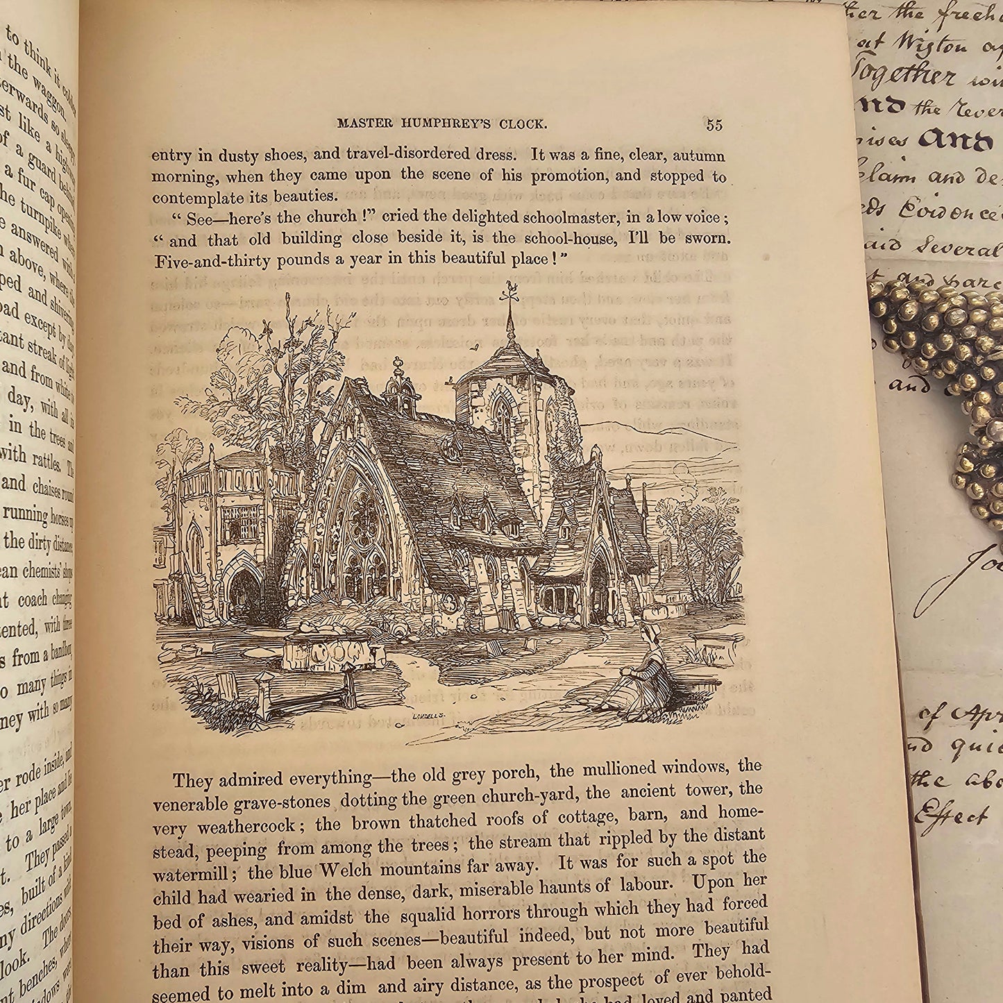 1841 First Edition Master Humphrey's Clock by Charles Dickens / Chapman and Hall, London / Richly Illustrated by Cattermole and Brown