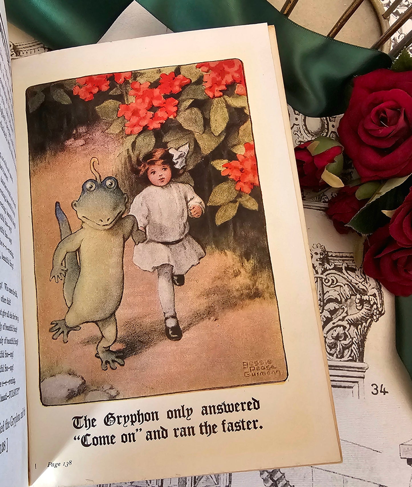 1925 Alice's Adventures in Wonderland by Lewis Carroll / G Harrap, London / Illustrated by Bessie Pease in Colour and Line / Vintage Book