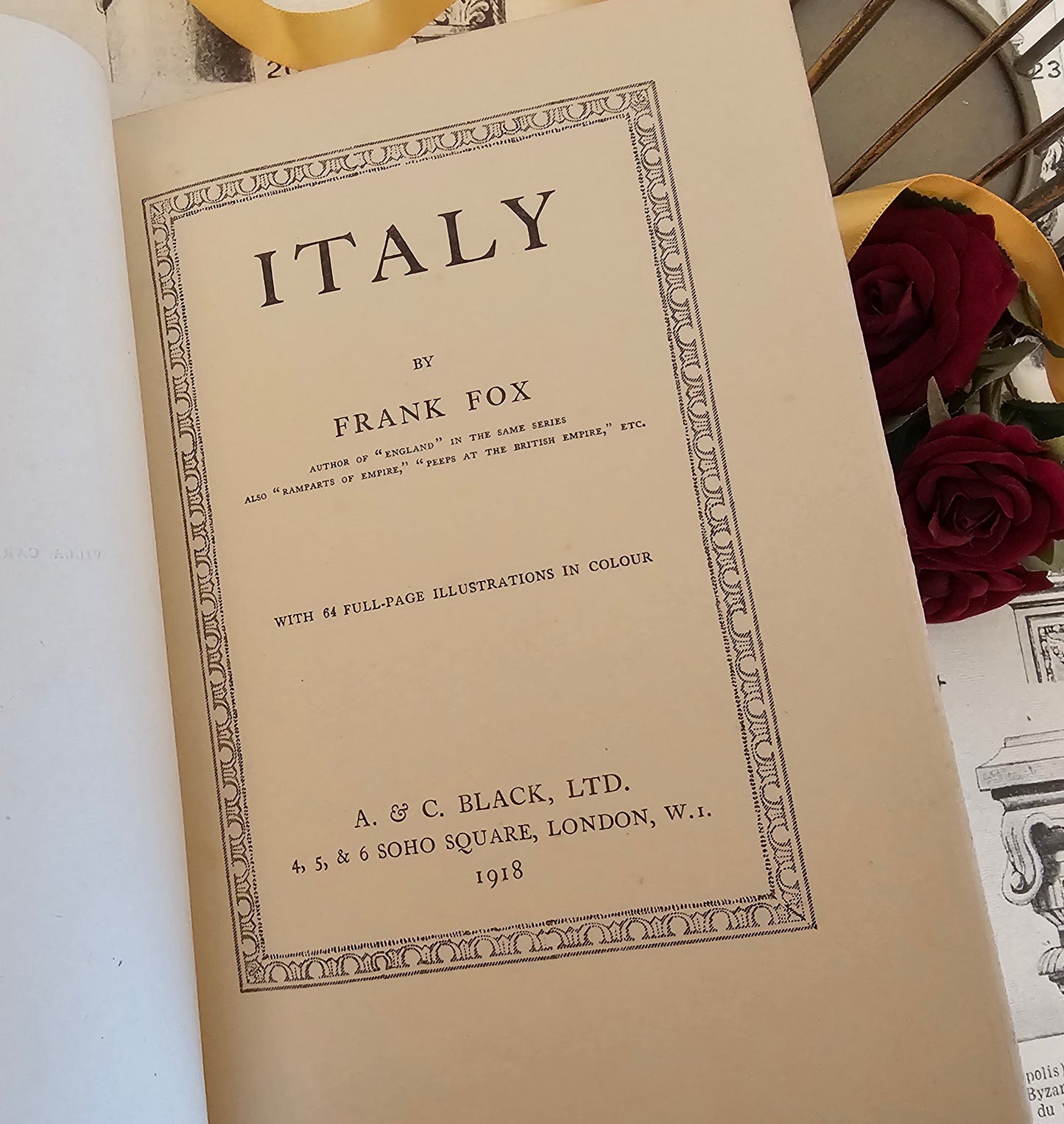 1918 Italy by Frank Fox / A&C Black, London / Sixty-Four Beautiful Colour Plates / In Excellent Condition