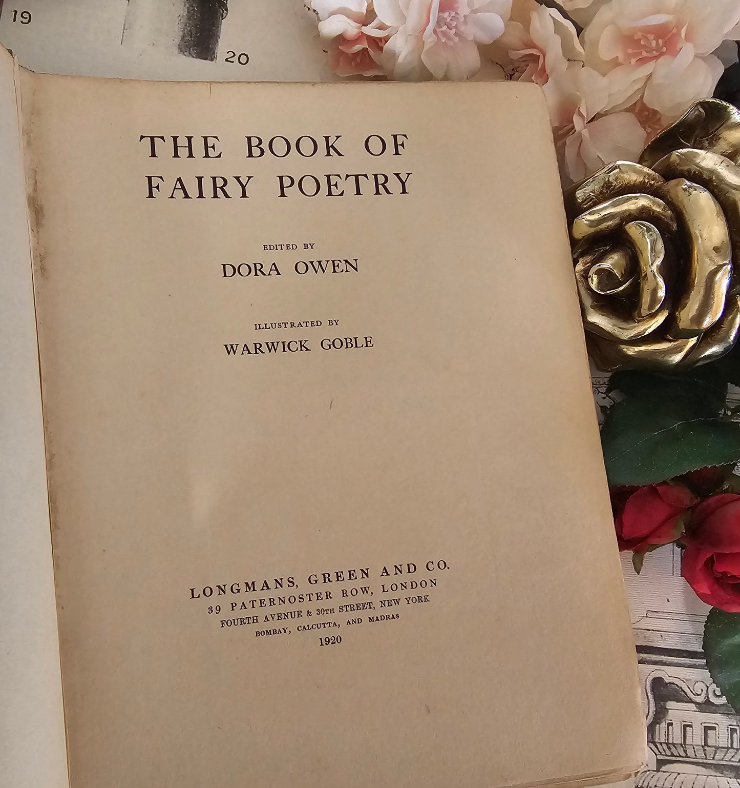 1920 The Book of Fairy Poetry / Incredibly Scarce / Beautifully Illustrated by Warwick Goble / Longmans, Green & Co, London / Wear to Boards