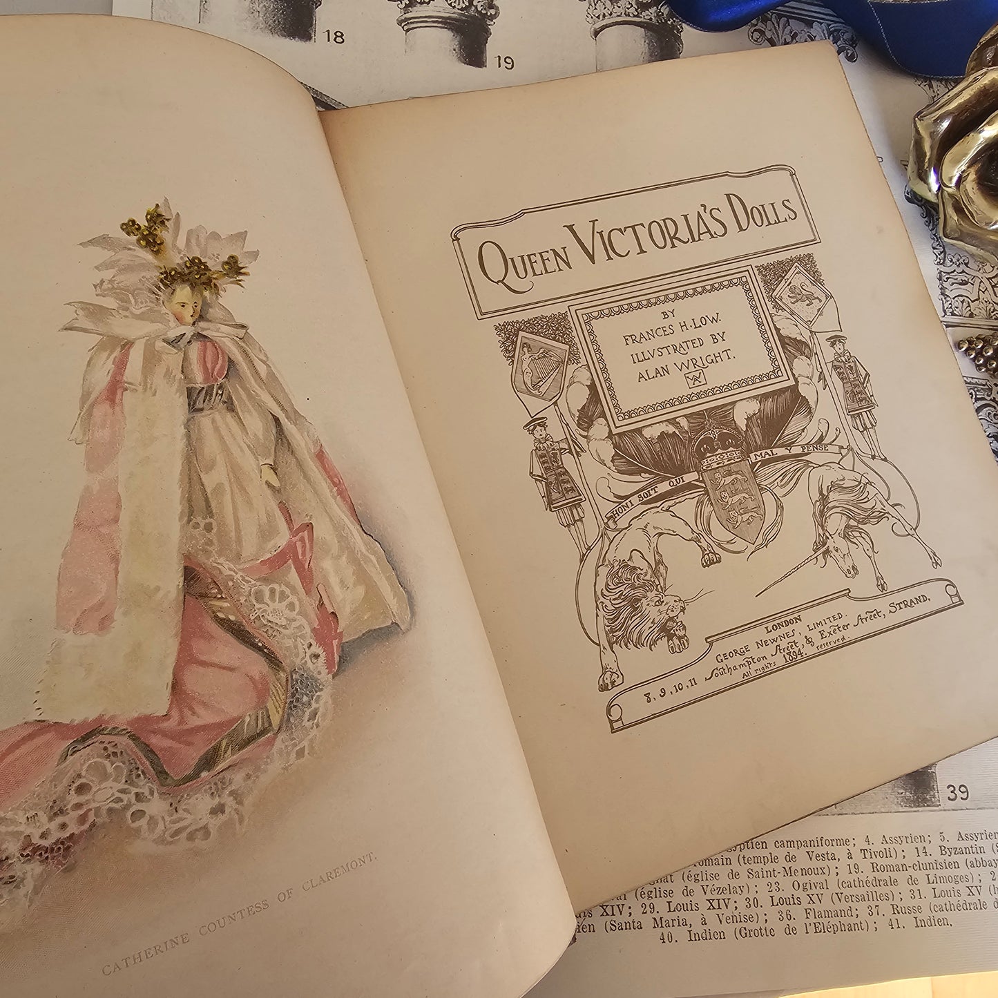 1894 Queen Victoria's Dolls by Frances Low / First Edition, George Newnes, London / Large Antique Book / Beautifully Illustrated Throughout