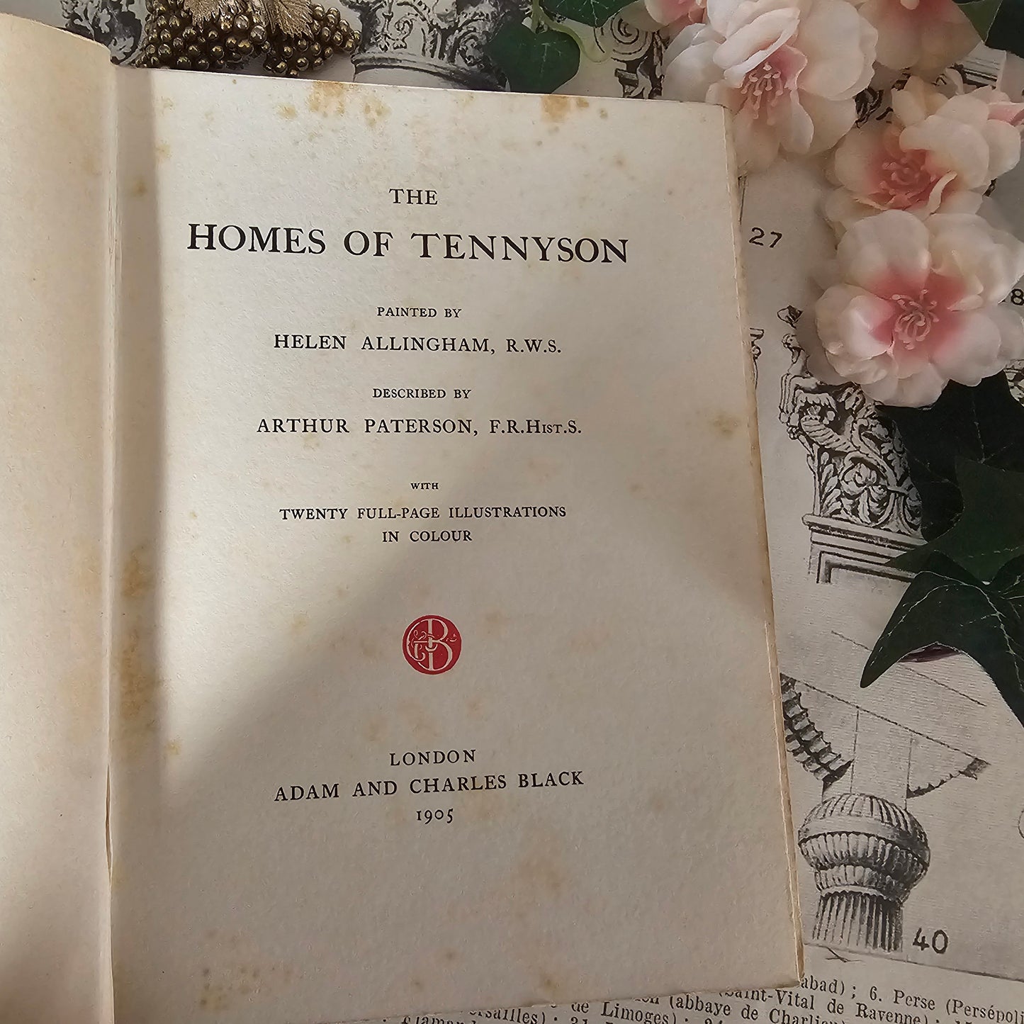 1905 The Homes of Tennyson Painted by Helen Allingham / A&C Black London / Beautiful Antique Book / With 20 Colour Plates / Good Condition