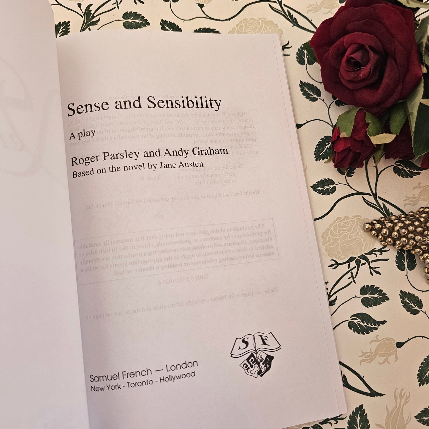 Playscript / 2001 Sense and Sensibility - A Play / By Roger Parsley and Andy Graham / Based on the Novel by Jane Austen / In Excellent Condition