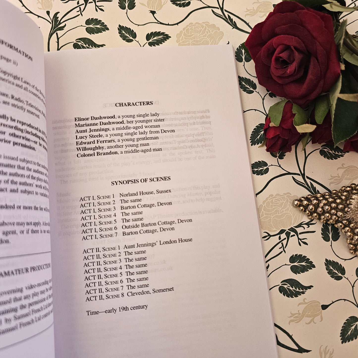 Playscript / 2001 Sense and Sensibility - A Play / By Roger Parsley and Andy Graham / Based on the Novel by Jane Austen / In Excellent Condition