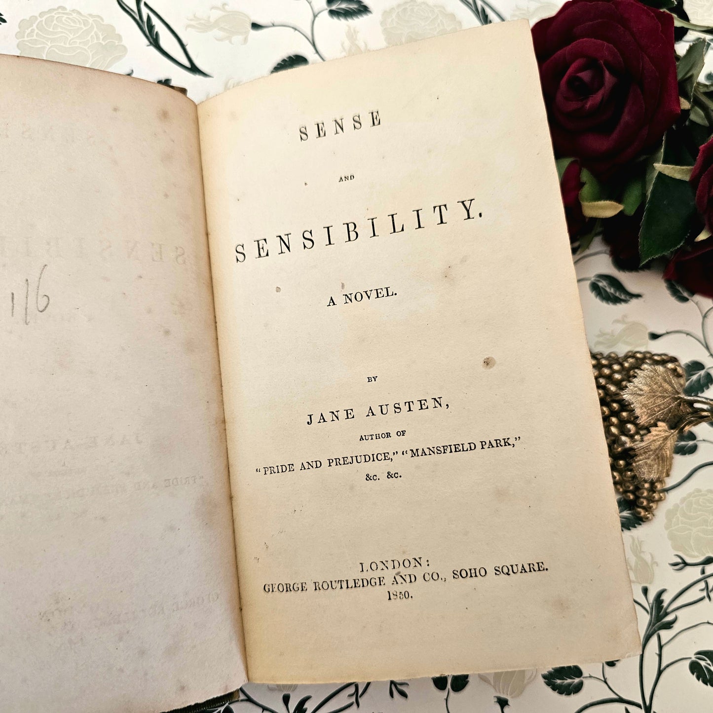 1850 Sense and Sensibility by Jane Austen / George Routledge & Co. London / SCARCE - Extremely Early Copy / Good Condition / Original Boards