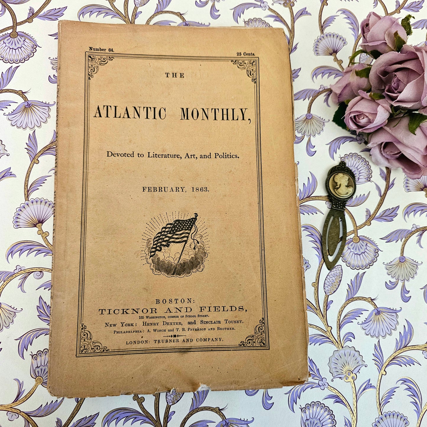 1863 Fascinating Copy of The Atlantic Monthly Featuring Important Publications by Ralph Waldo Emerson and About Jane Austen / No 64 Feb 1863