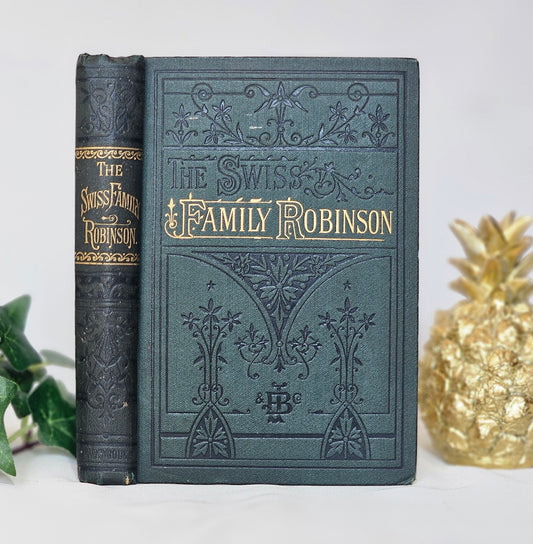 c1890 Swiss Family Robinson / Blackwood, London / Decorative Boards / 8 Black and White Illustrations / Decorative Boards / Good Condition