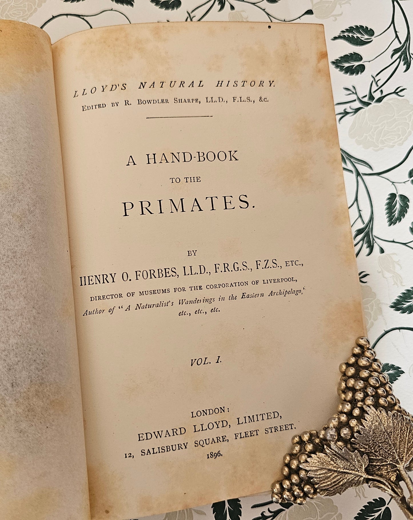 1896 & 1897 A Handbook to the Primates by Henry Forbes / 2 Volumes Complete / 41 Superb Colour Plates, Plus Fold Out Maps / Lloyds, London